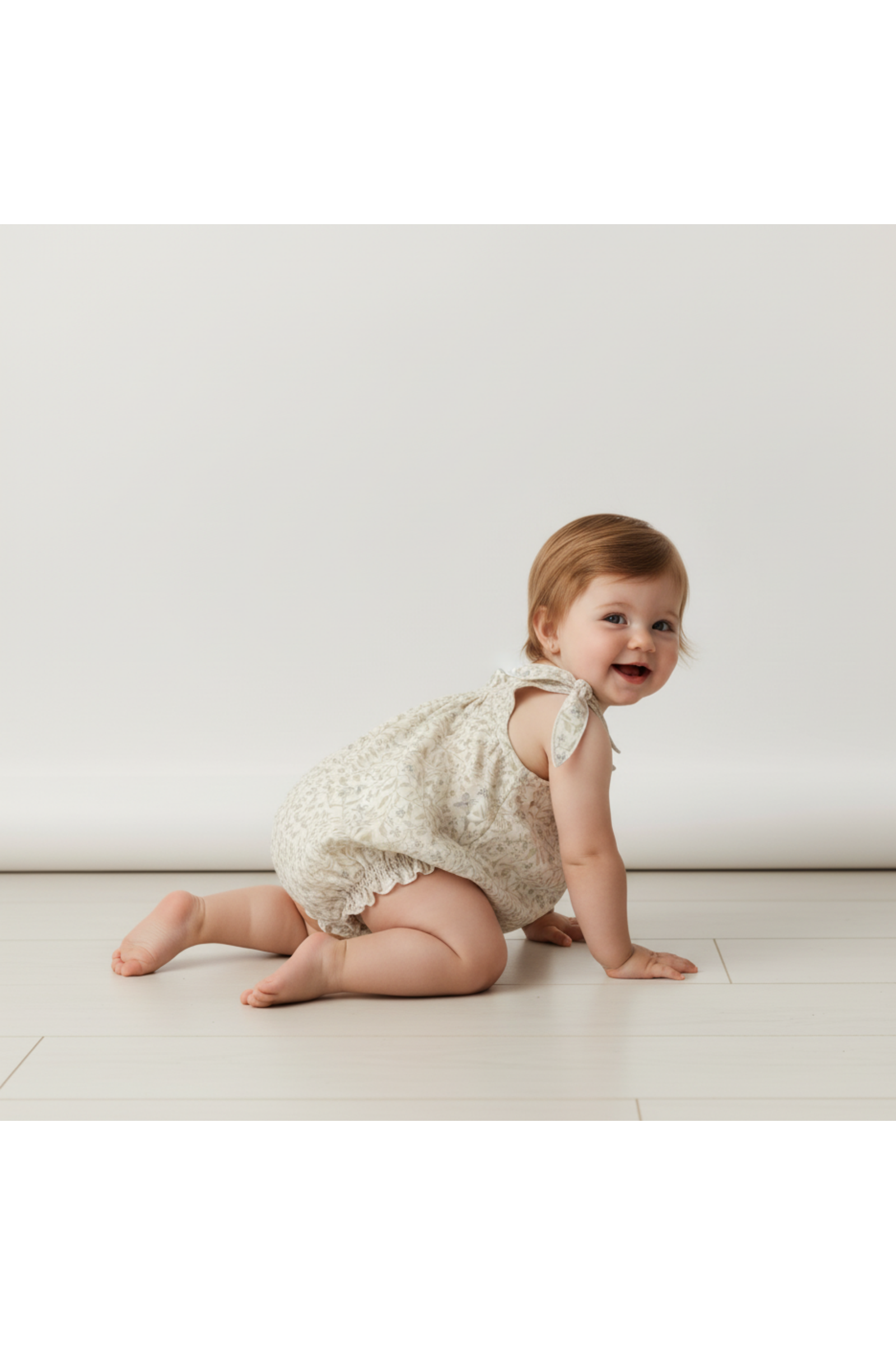Organic Tie Shoulder Bubble Romper - Bluebelle