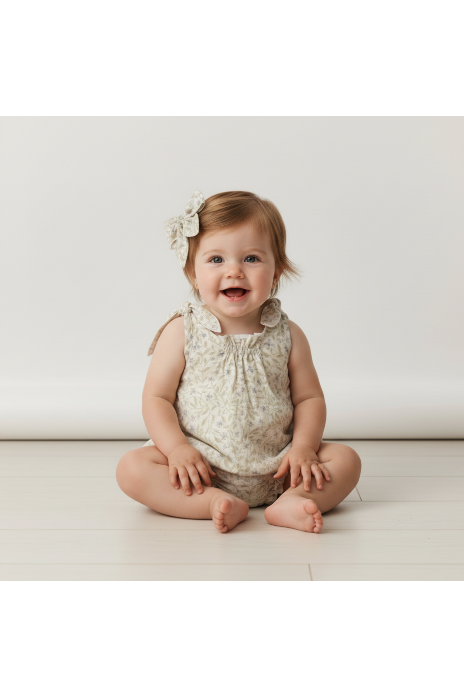 Organic Tie Shoulder Bubble Romper - Bluebelle