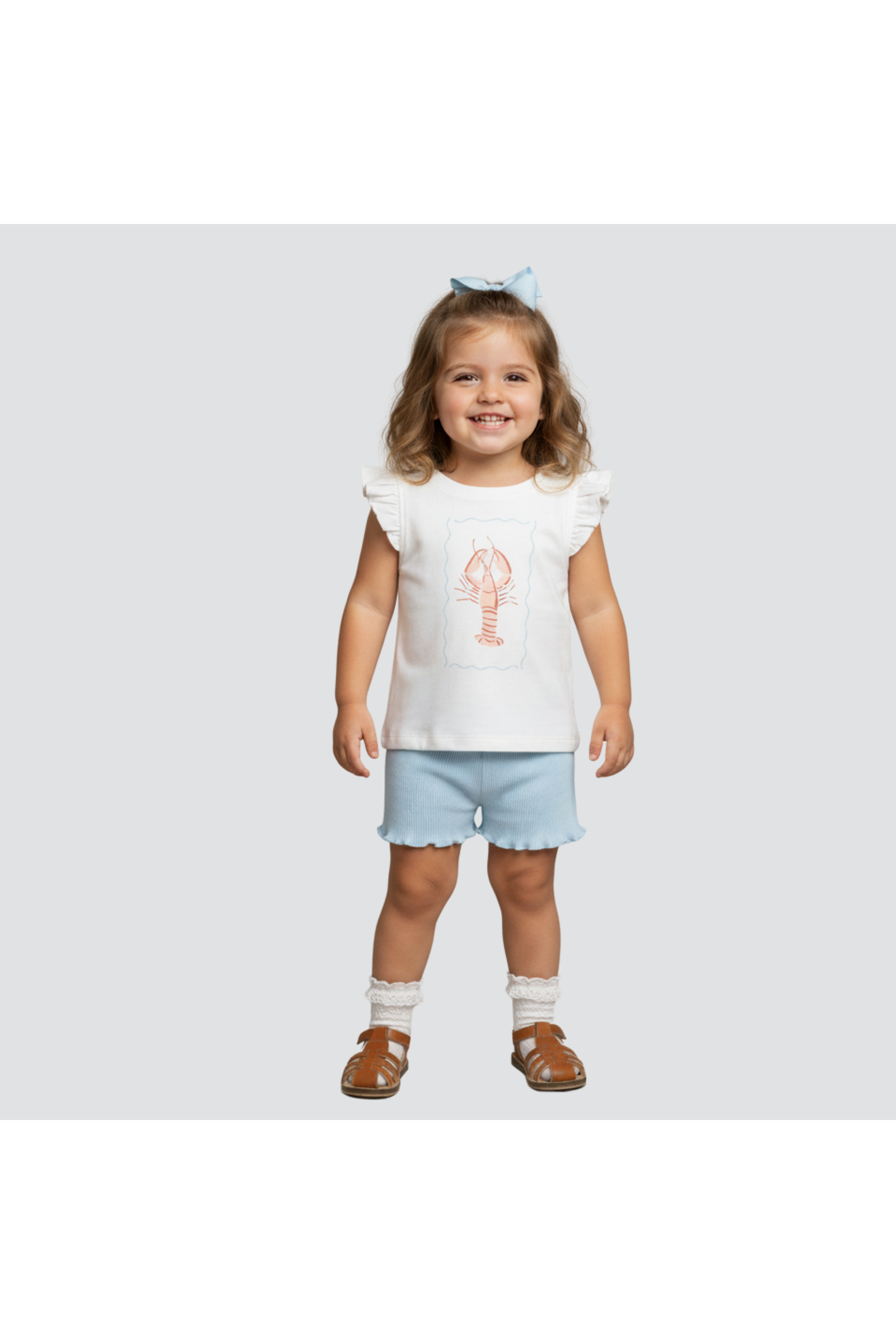 Organic Sleeveless Flutter Top & Shorts Set - Lobster