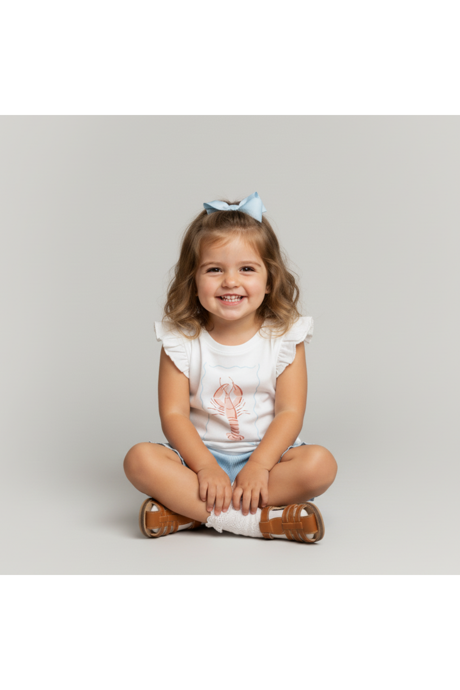 Organic Sleeveless Flutter Top & Shorts Set - Lobster