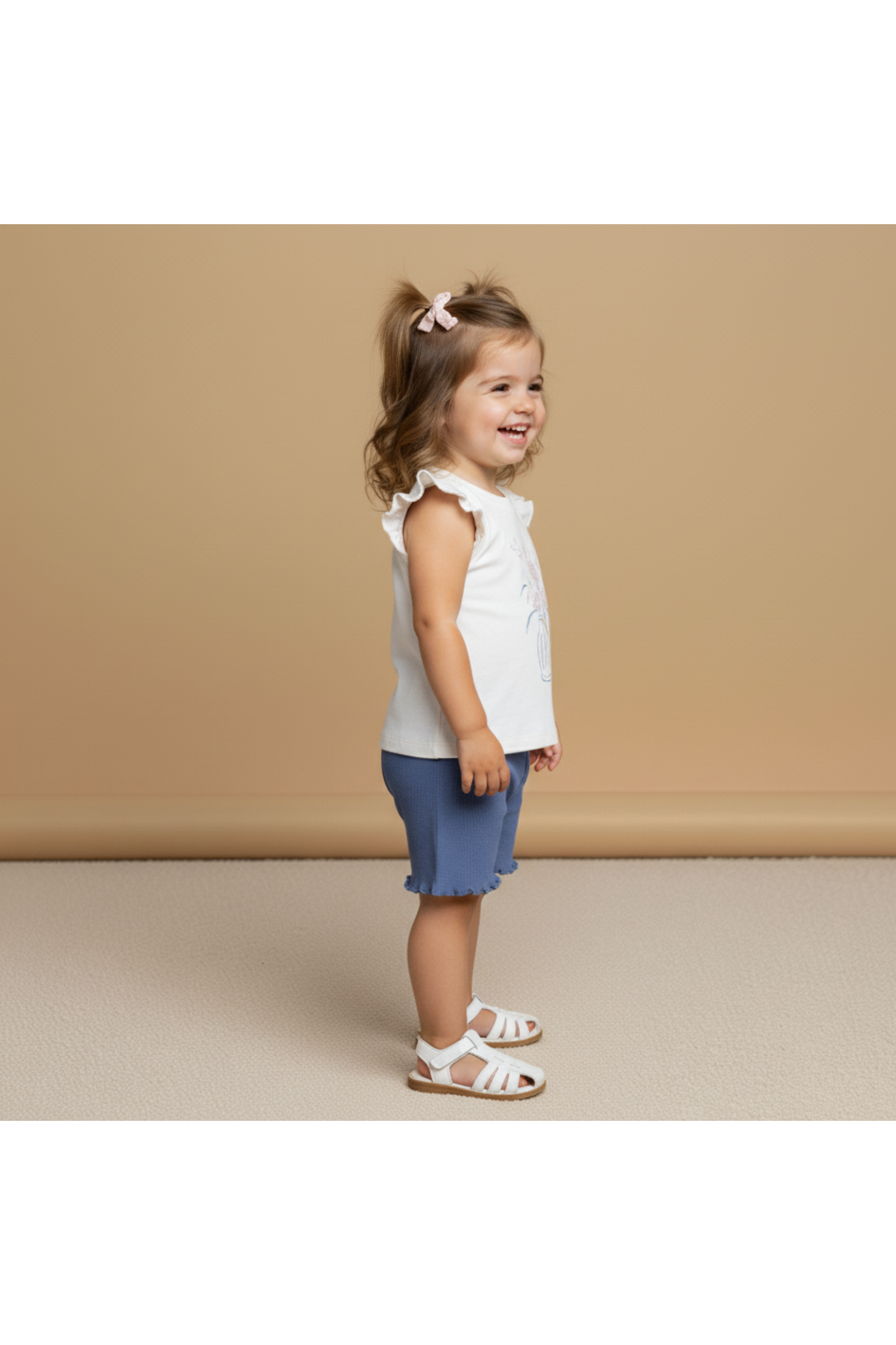 Organic Sleeveless Flutter Top & Shorts Set - Spring Floral