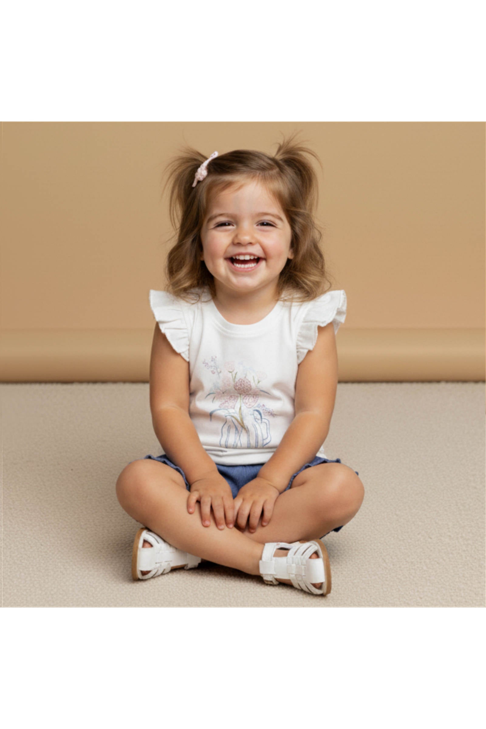 Organic Sleeveless Flutter Top & Shorts Set - Spring Floral