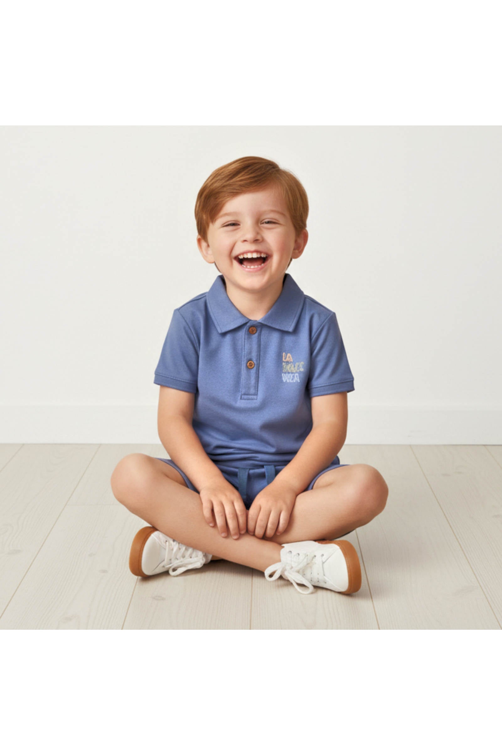 Organic Polo Shirt & Shorts Set - Slate