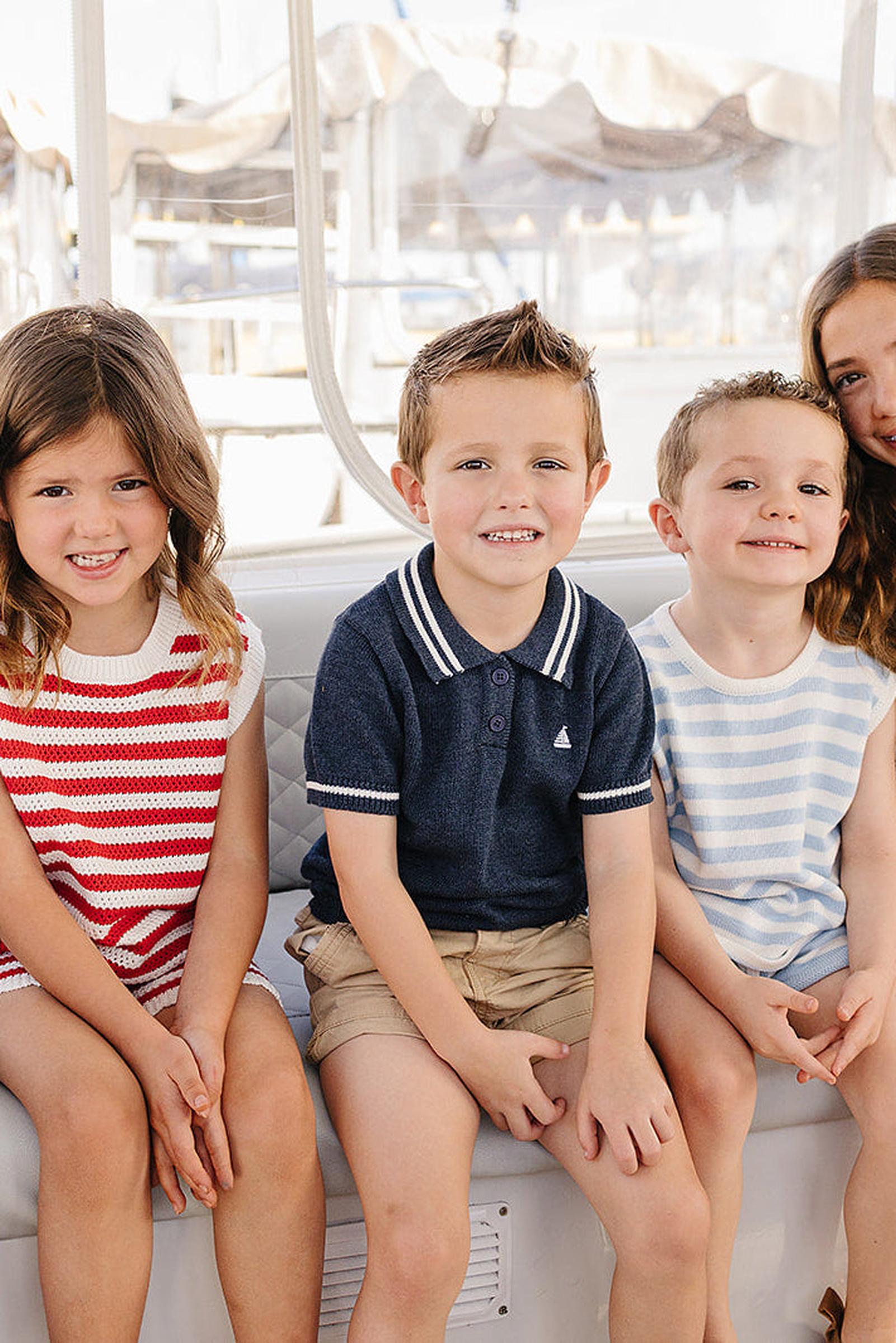 Cotton Collared Sailboat Knit Shirt for Boys, Navy, Toddler & Kids