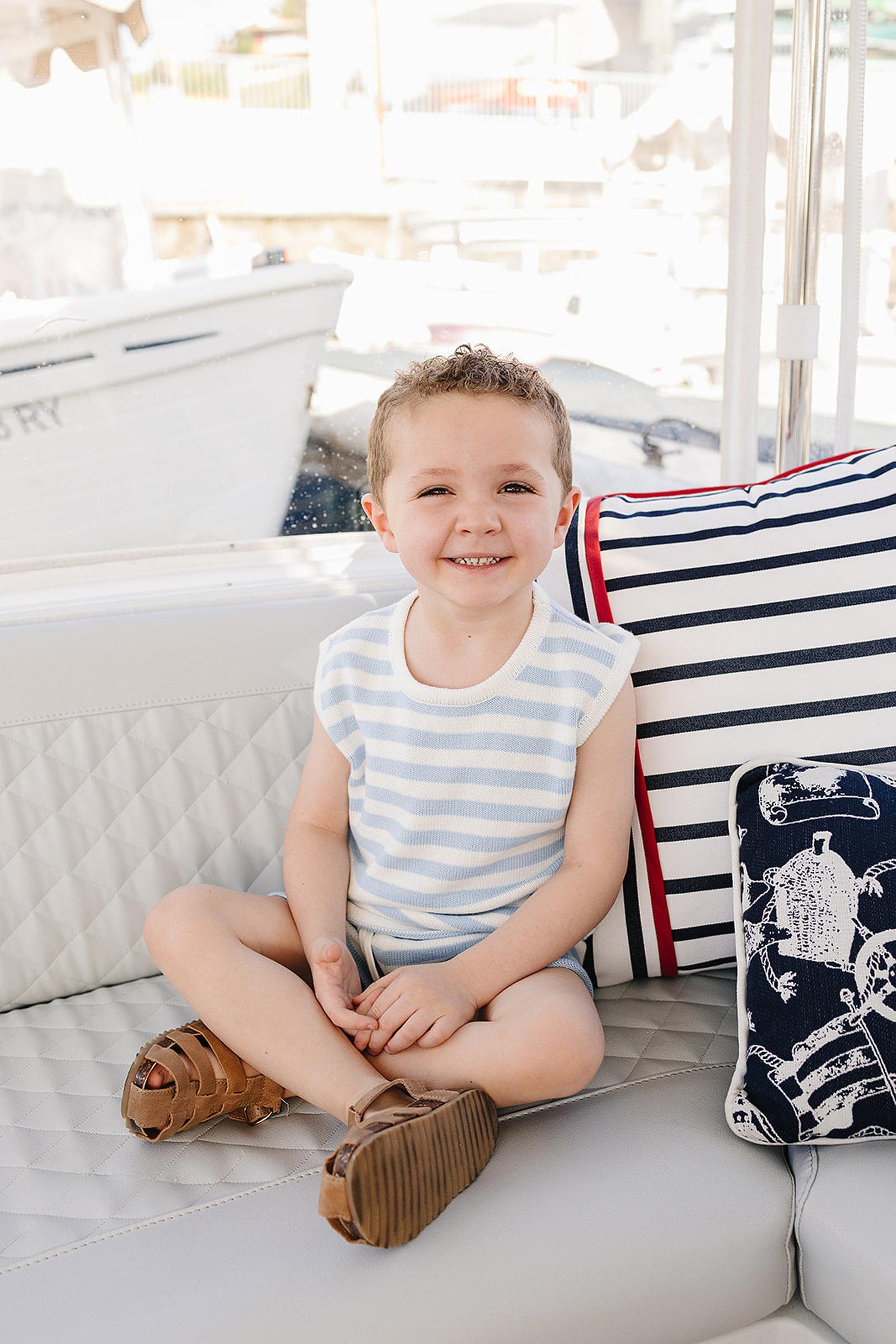 Blue Stripe Short Tank Set, Cotton, Toddler & Kids