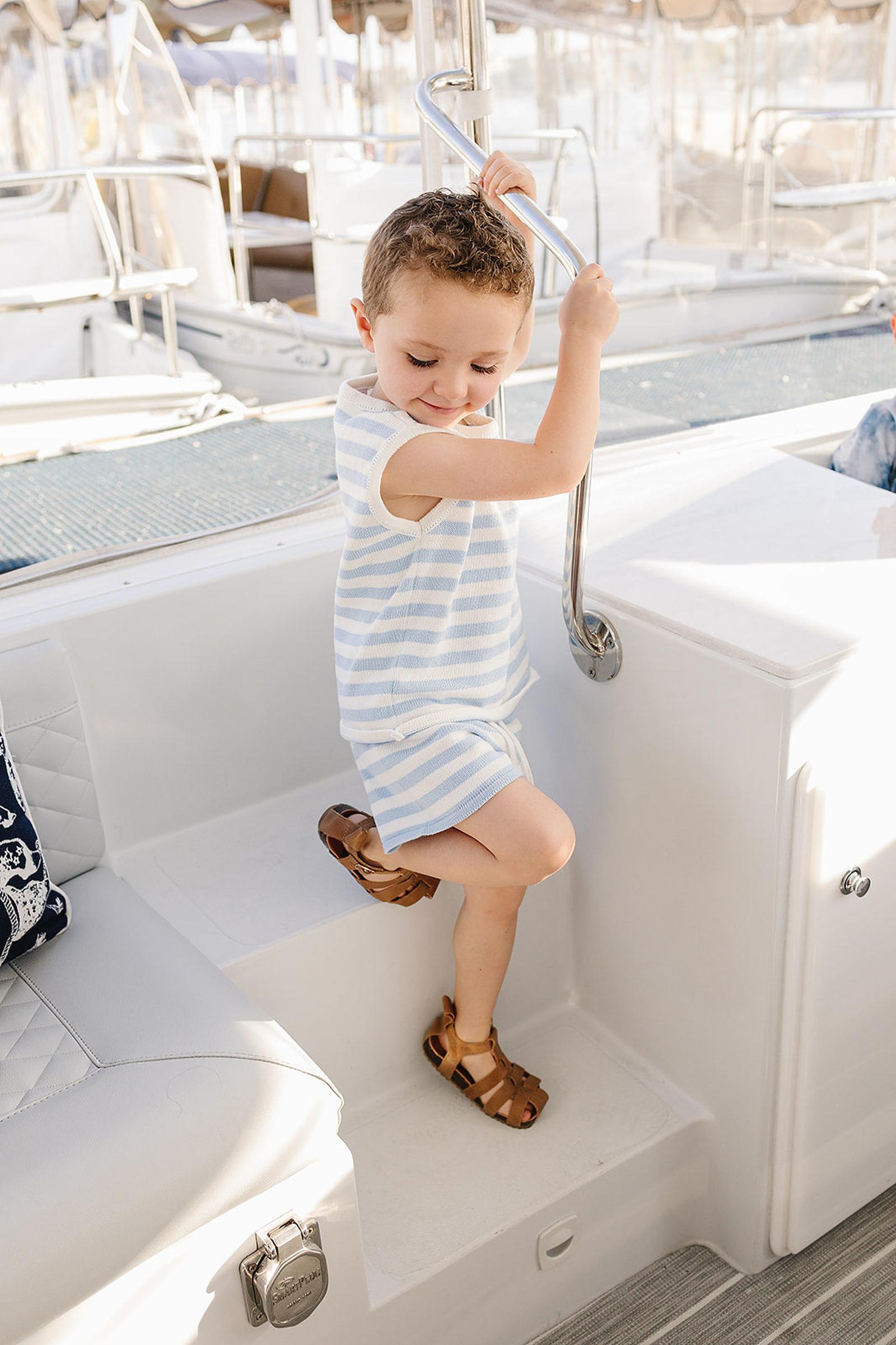 Blue Stripe Short Tank Set, Cotton, Toddler & Kids