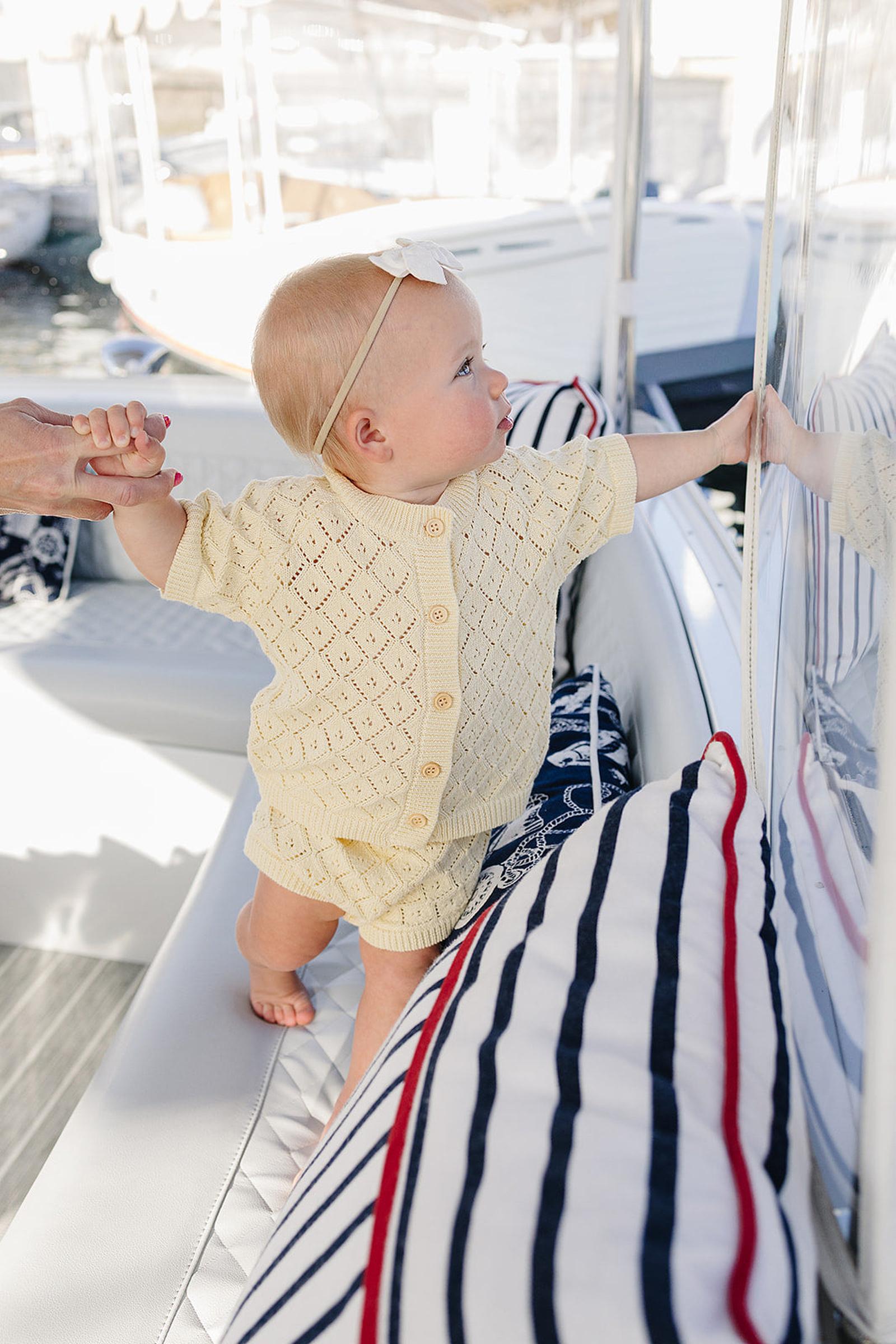 Cotton Yellow Cardigan Bloomer Set for Baby Girls