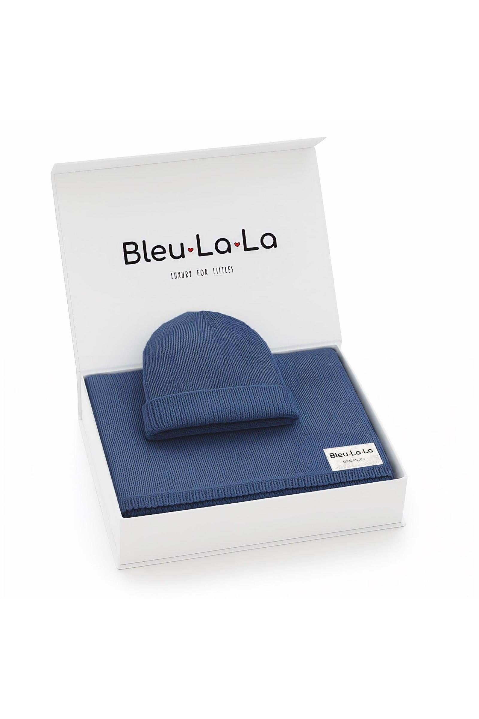 Luxe Collection Knit Baby Blanket + Hat Set with Gift Box, 100% Organic Cotton