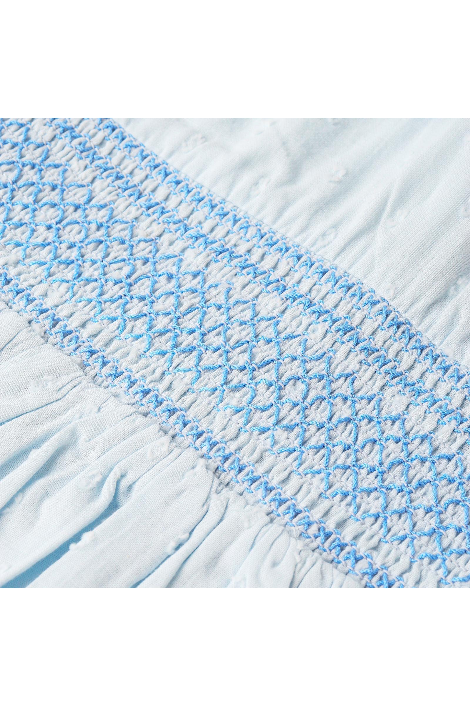 Organic Smocked Collar Dress - Light Blue