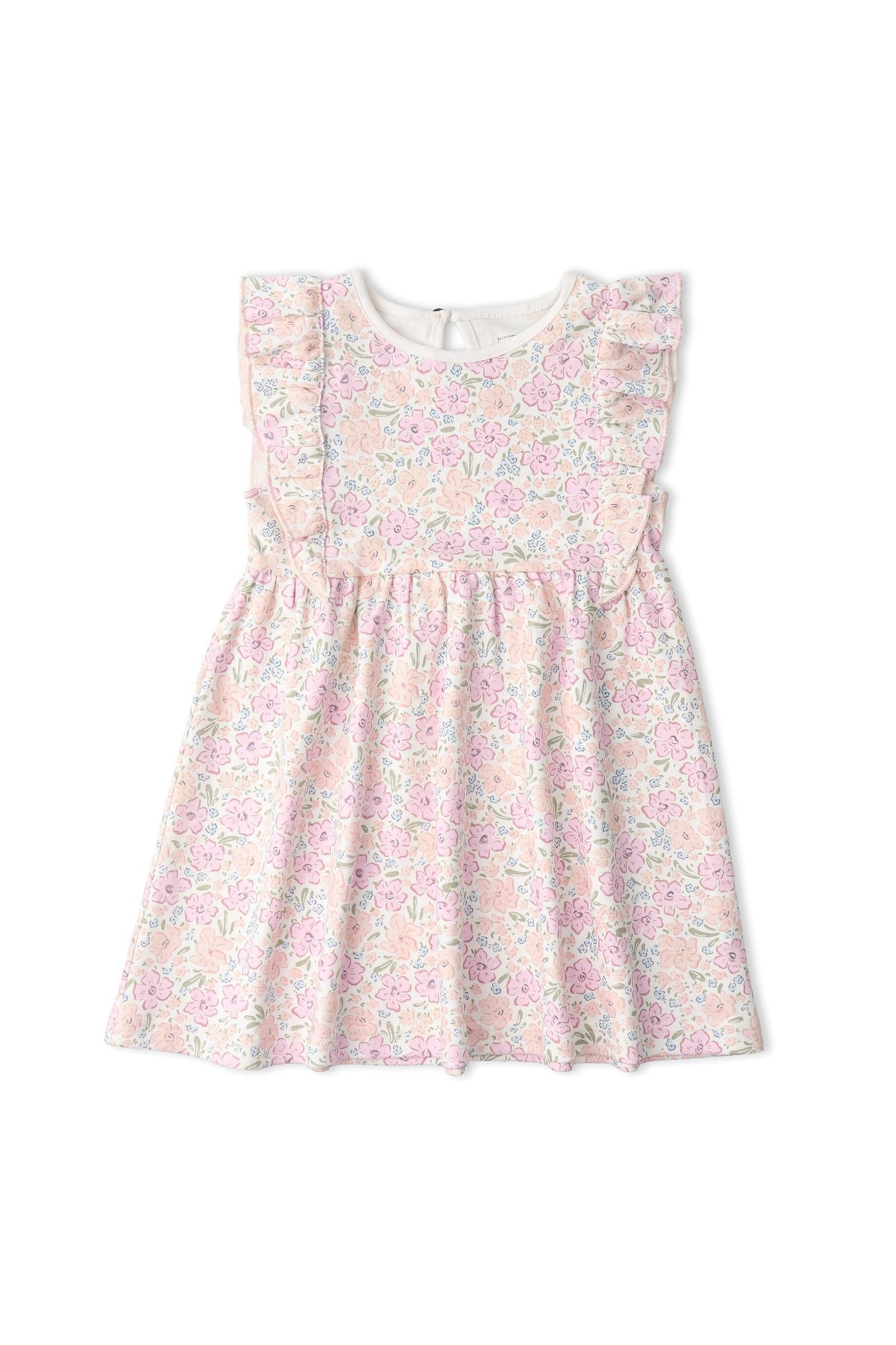 Organic Flutter Dress - Peony