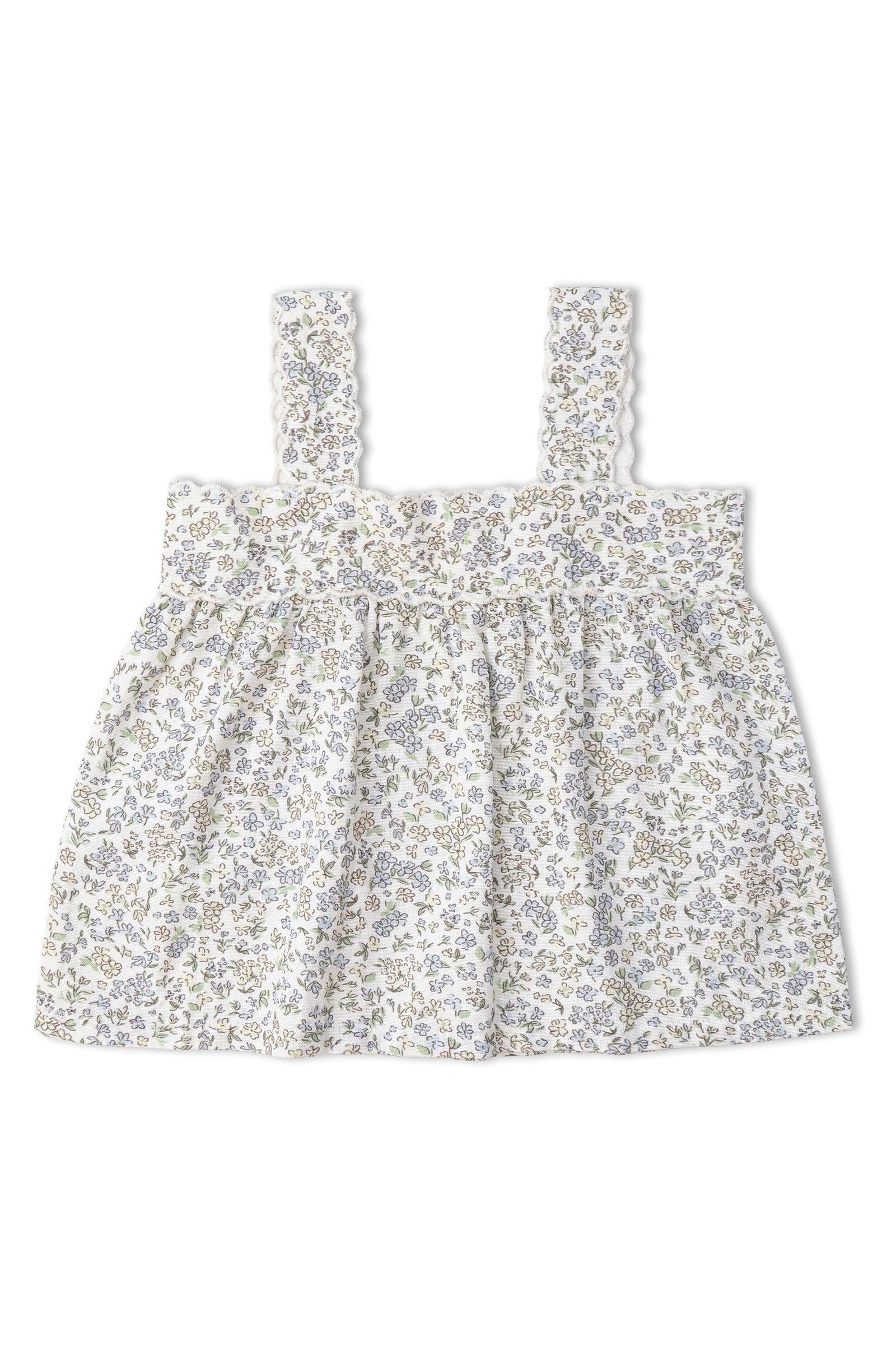 Organic Scalloped Top & Bloomers Set - Tulle Floral