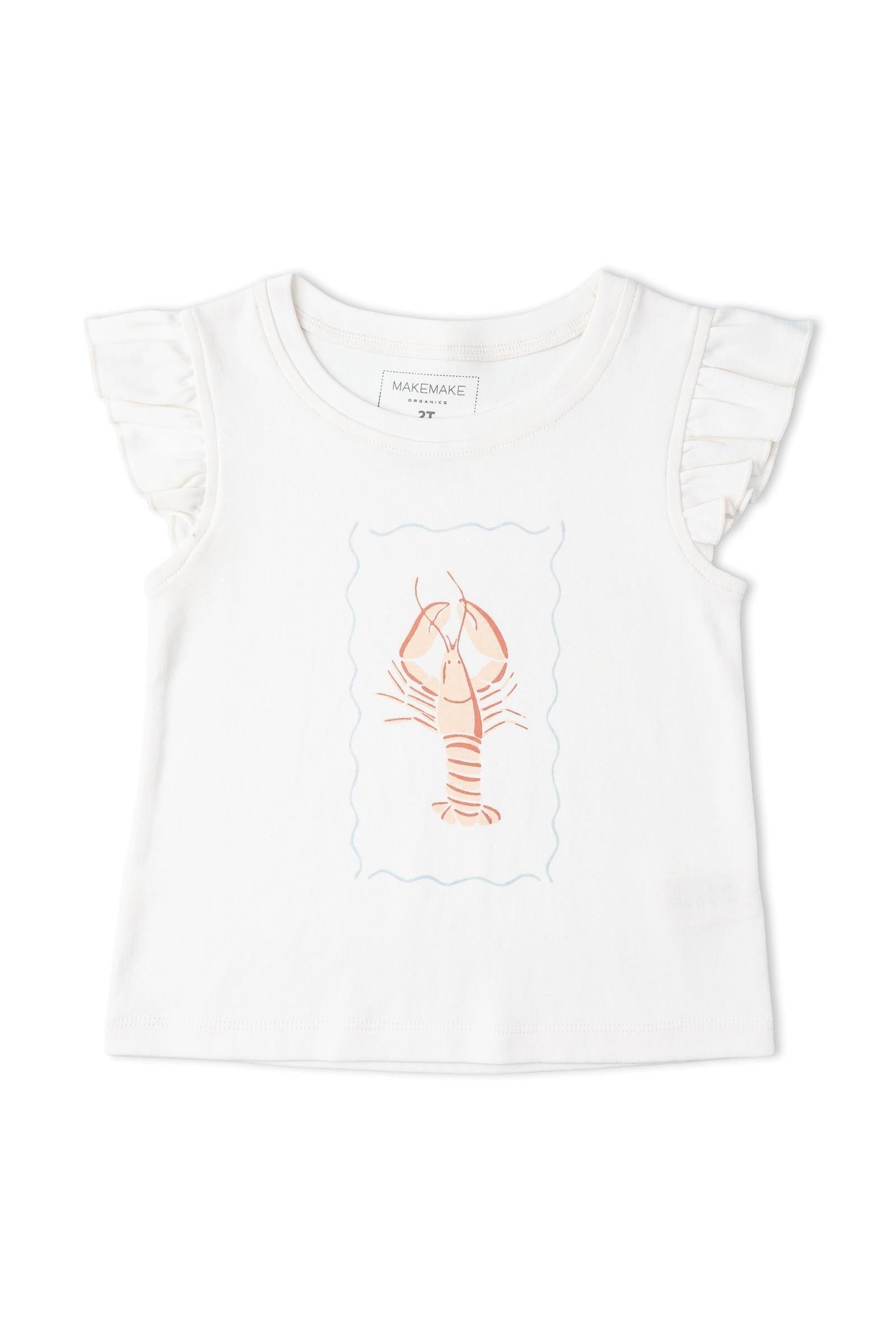 Organic Sleeveless Flutter Top & Shorts Set - Lobster