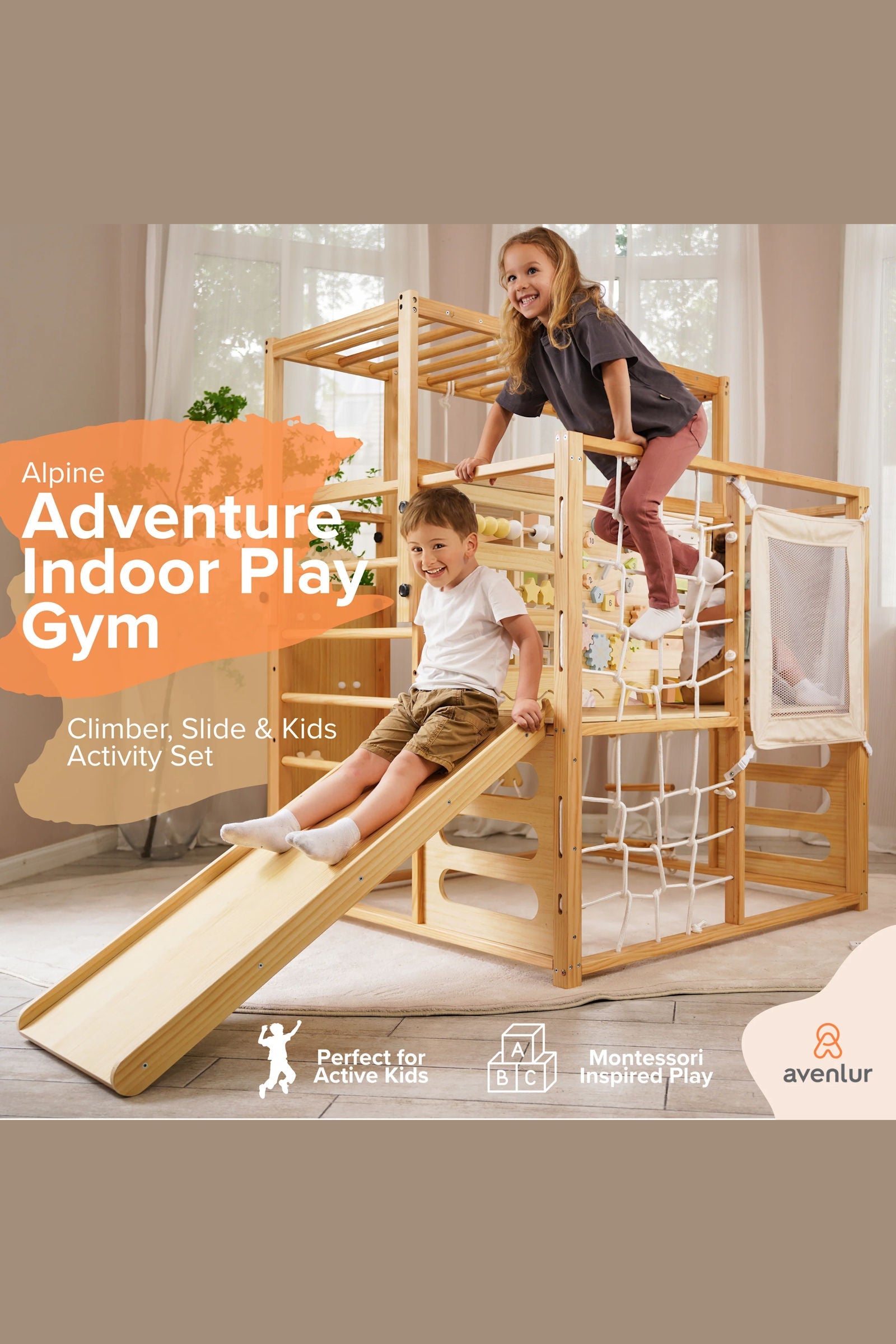 Alpine Adventure Play Gym, Indoor, Climber, Slide & Kids Activity Playset