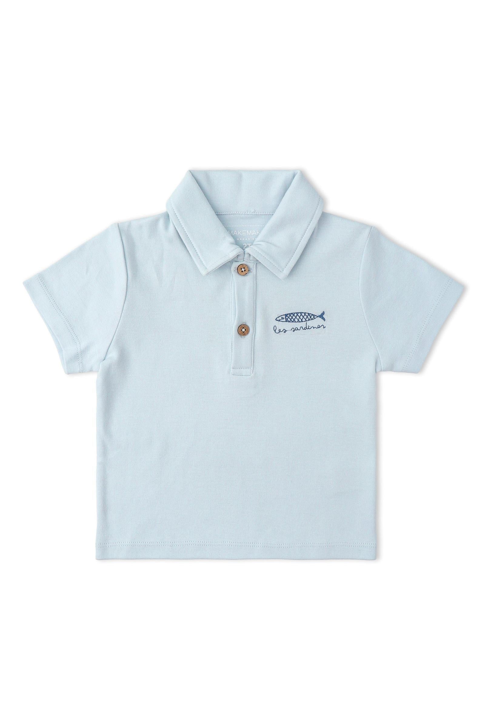 Organic Polo Shirt & Shorts Set - Light Blue