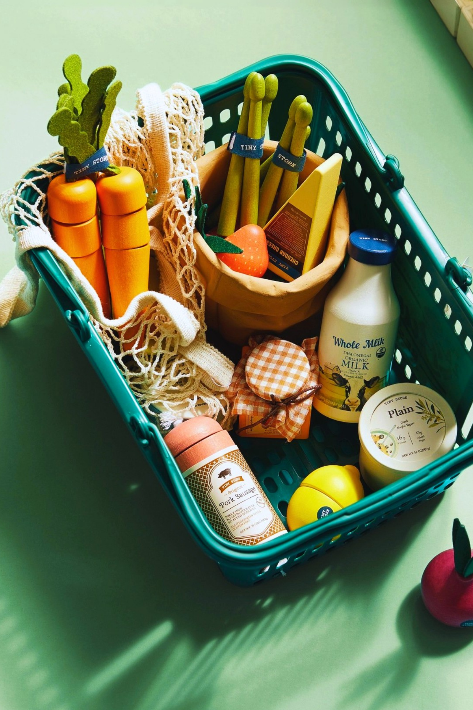 Organic Wooden Play Food Set Bundle | Meat, Dairy, Eggs, Fruits & Veggies