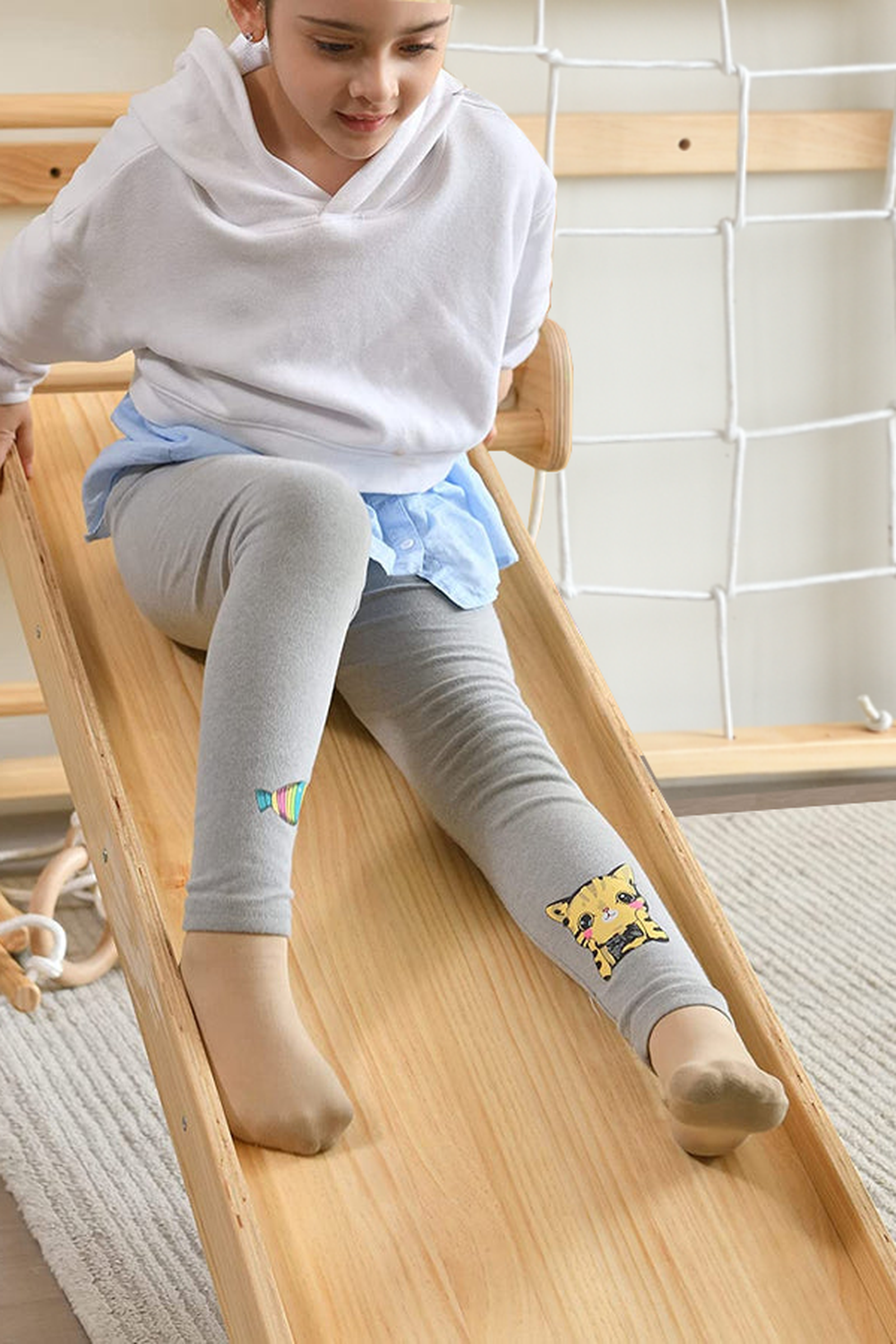 Neem 95" Tall Swedish Wall Ladder & Wooden Climber, Indoor, Home Gym Playset, Kids & Adults