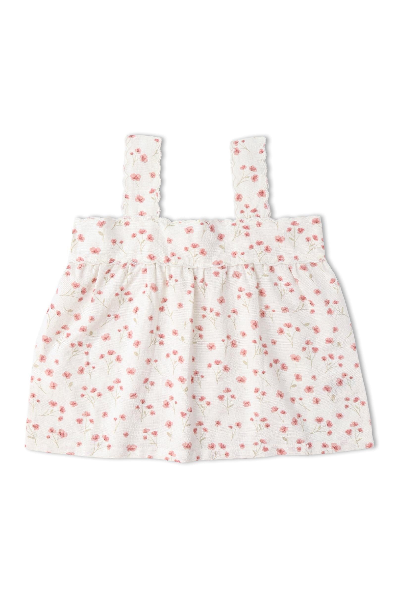 Organic Scalloped Top & Bloomers Set - Pink  Bloom