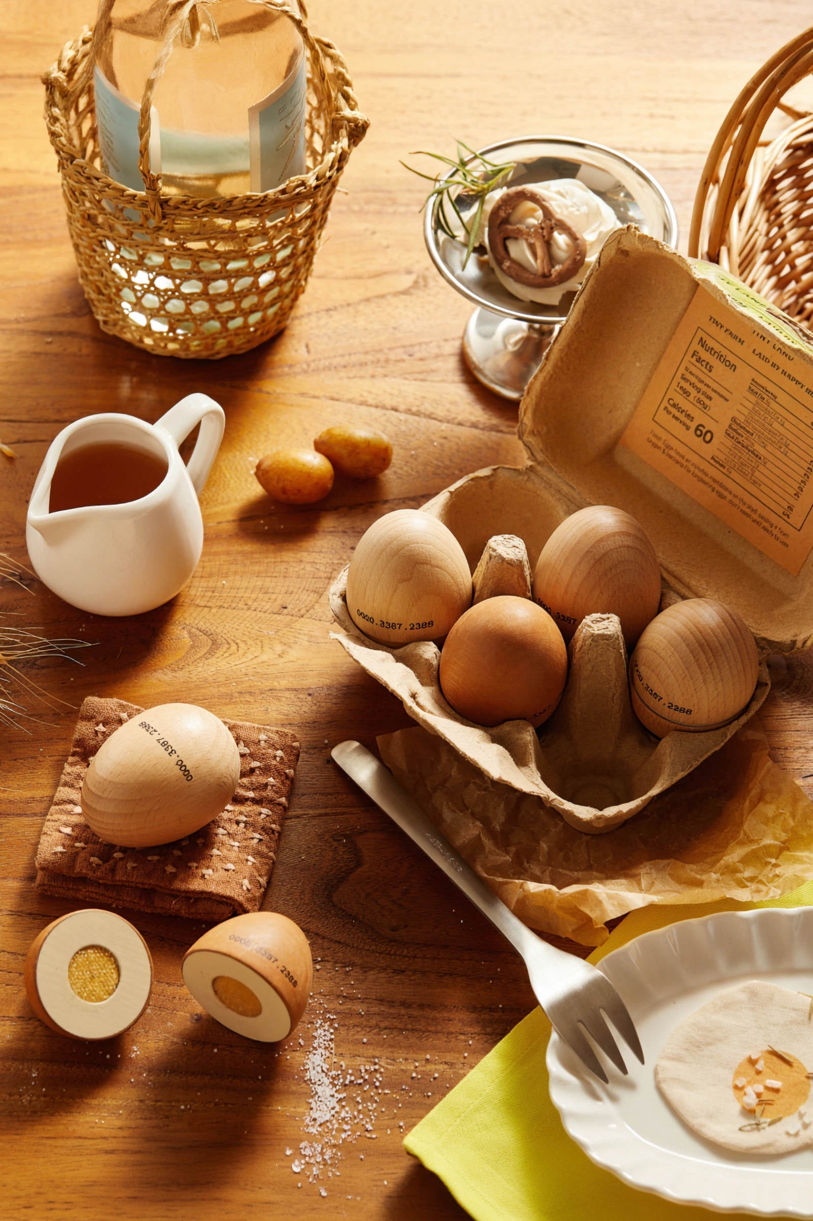 Organic Wooden Eggs Play Food set for Kids