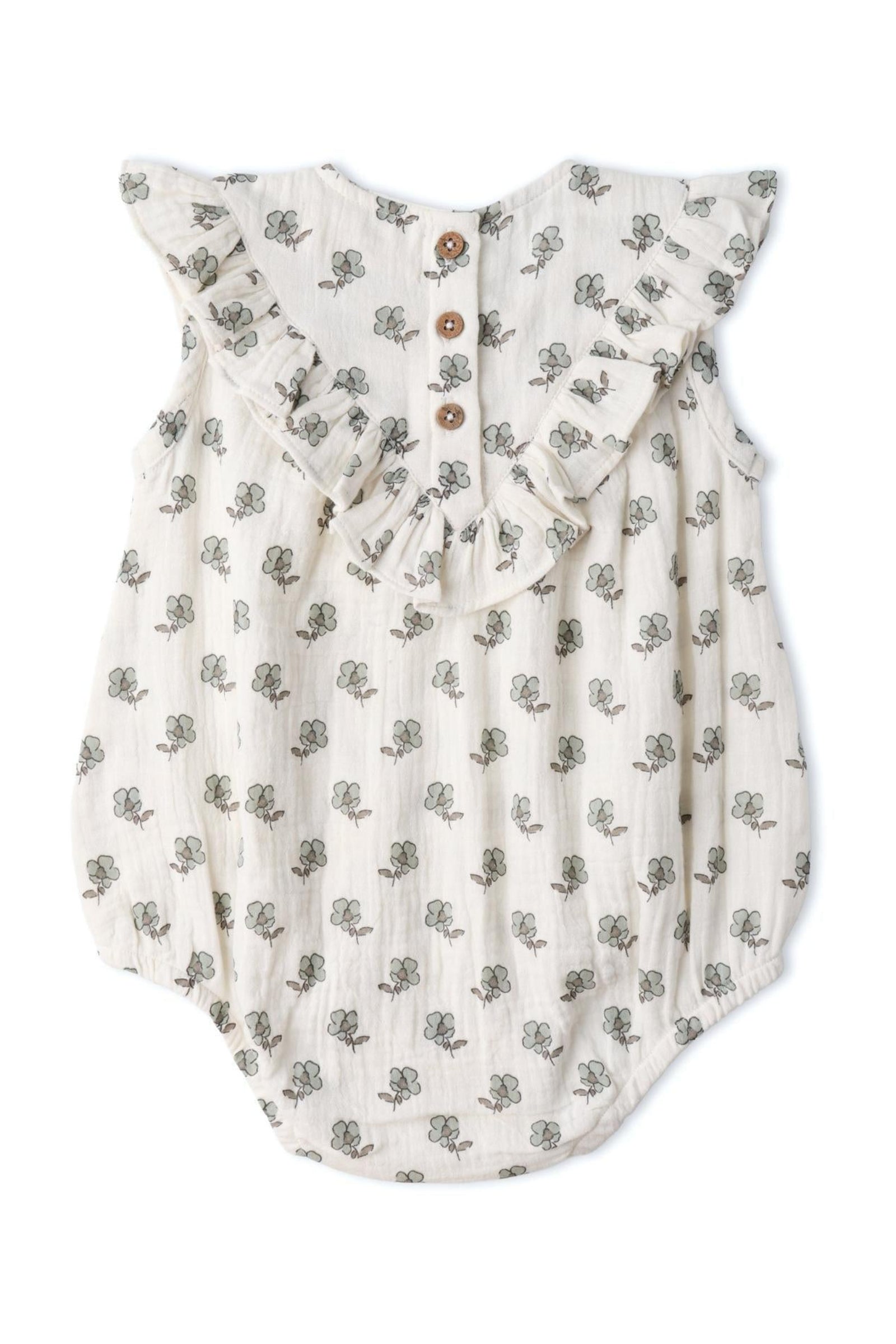 Organic Sleeveless Ruffle Bubble Romper - Poppy