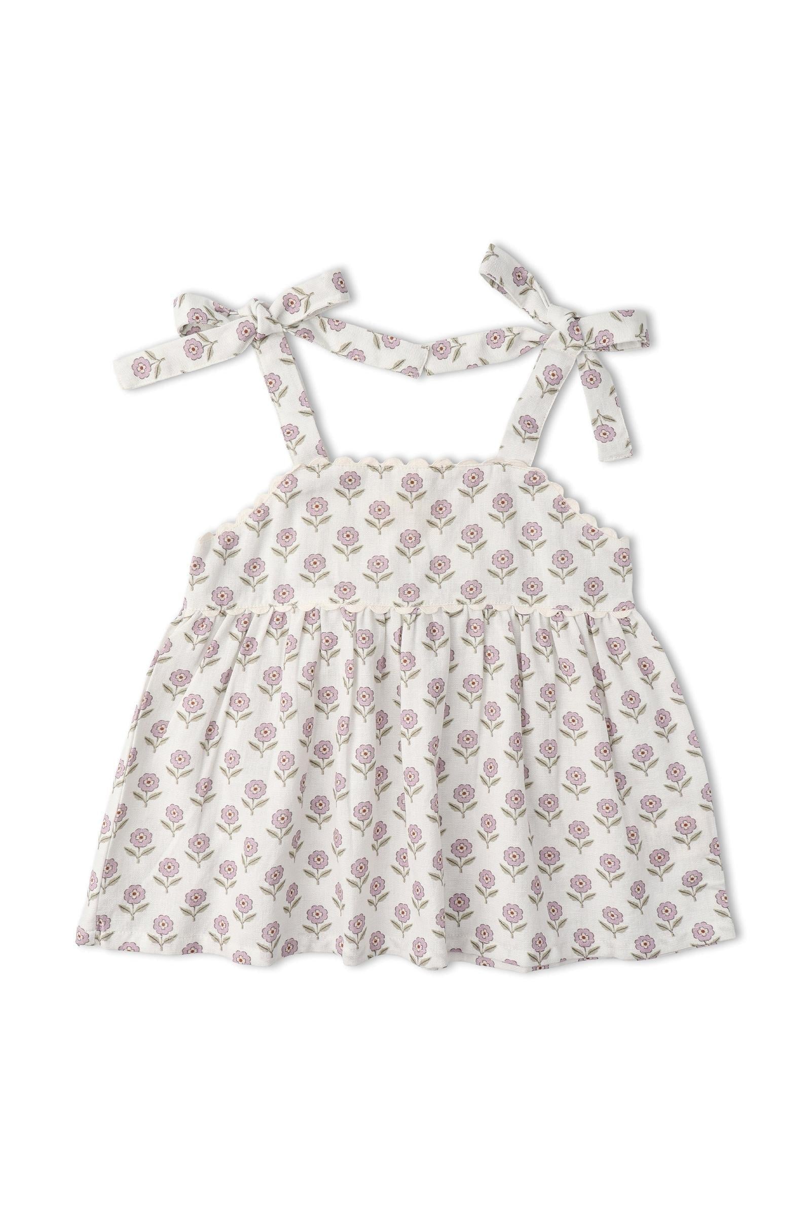 Organic Tie Up Top & Shorts Set - Lavender