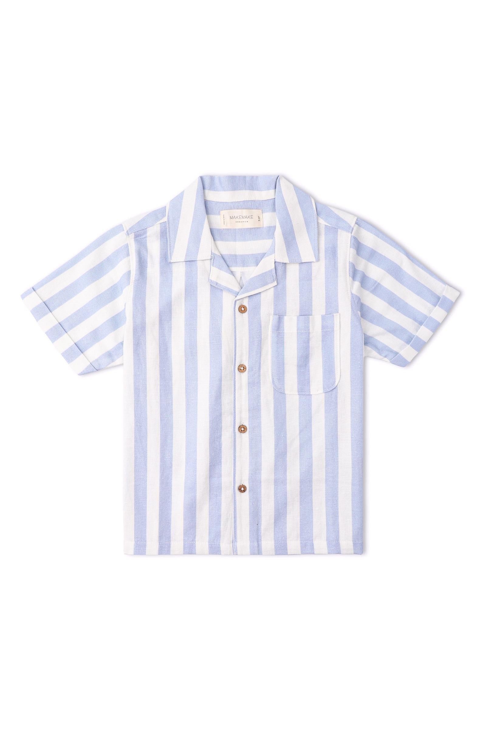 Organic Shirt & Shorts Set - Blue Stripes