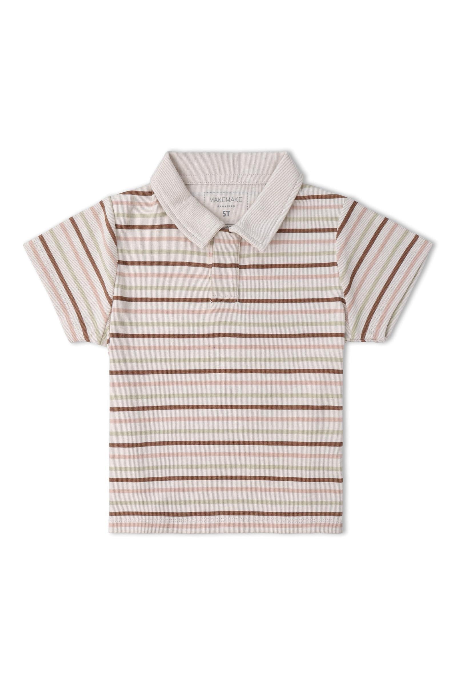 Organic Collar Tee & Shorts Set - Terra Stripes