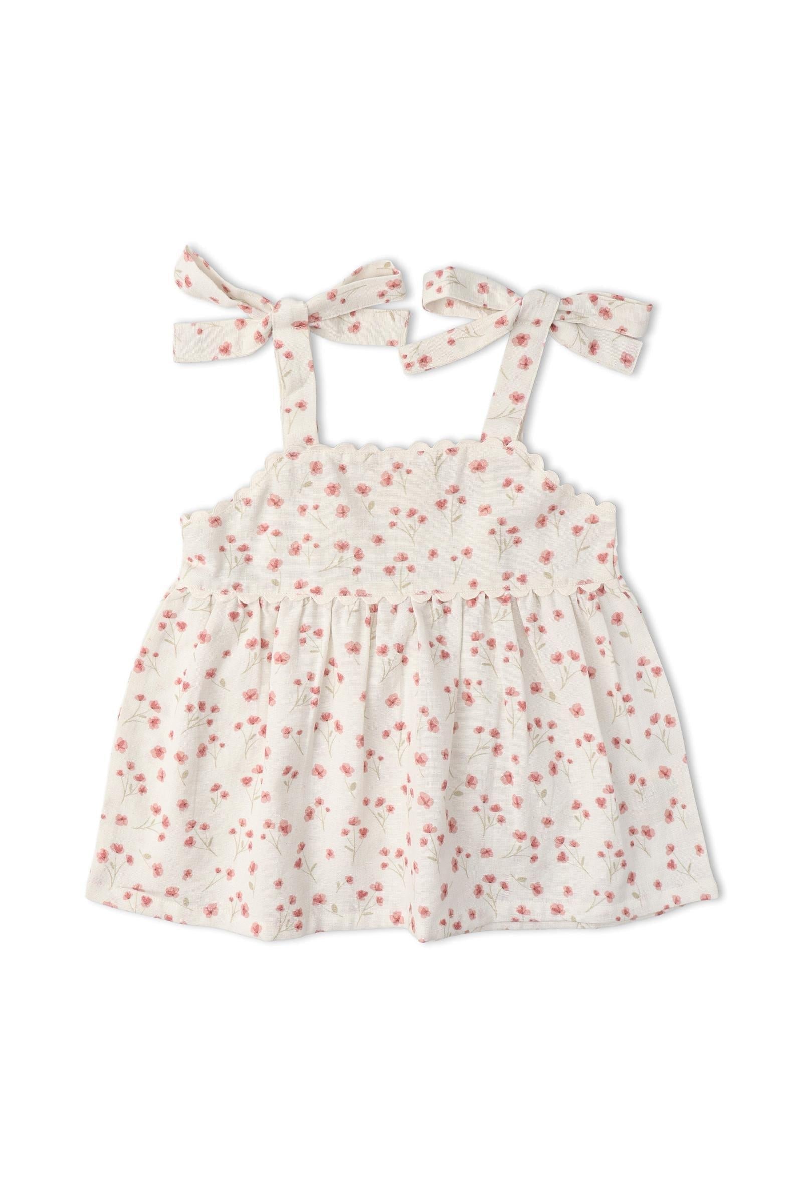 Organic Tie Up Top & Shorts Set - Pink  Bloom