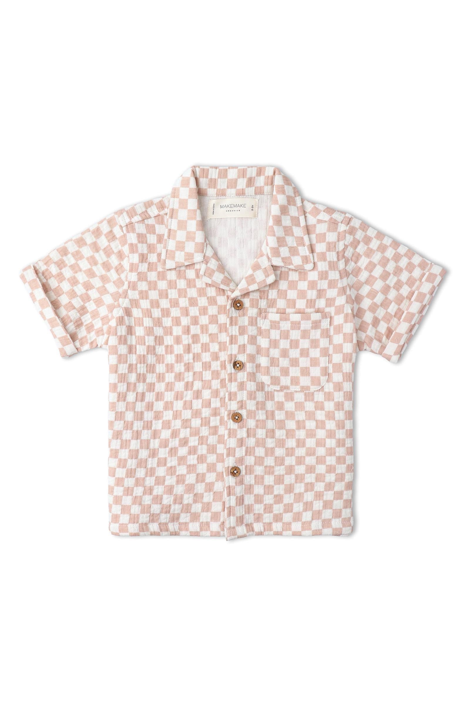 Organic Shirt & Shorts Set - Brick Checks
