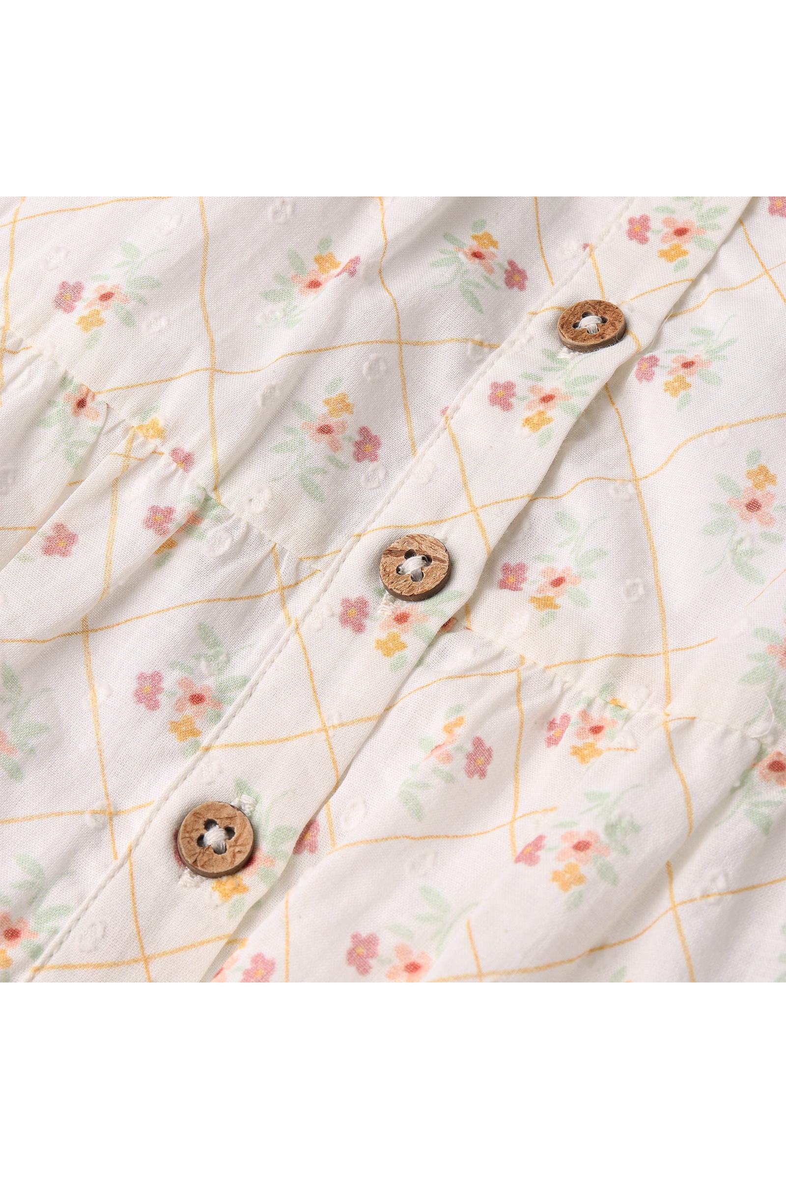 Organic Flutter Buttoned Tiered Dress - Spring Weave