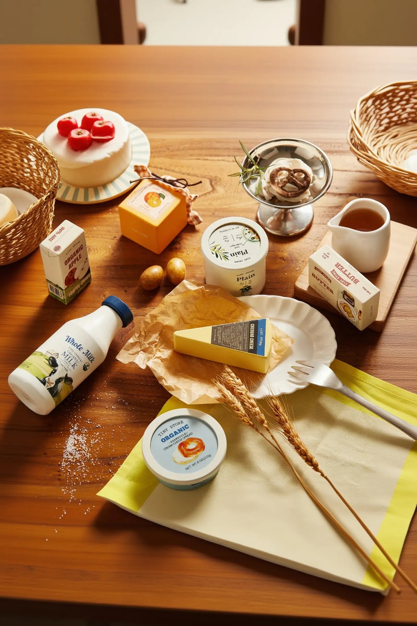 Organic Wooden Dairy Play Food Set