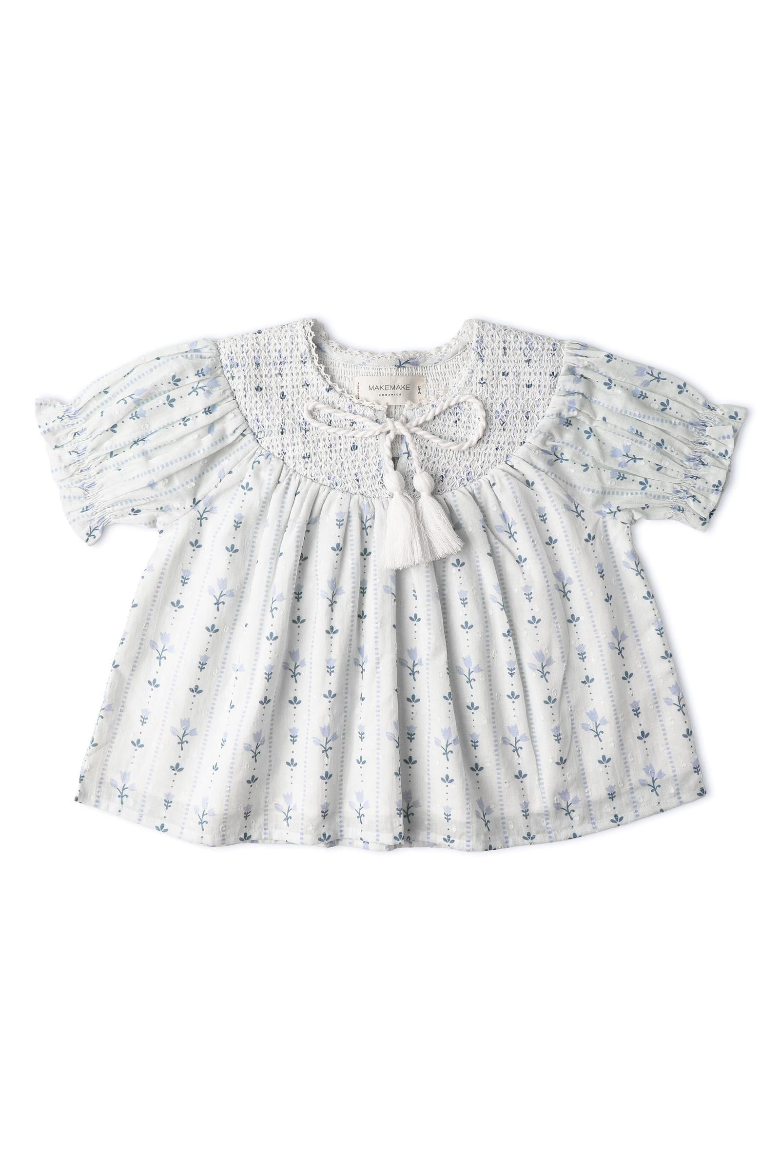 Organic Smocked Top & Shorts Set - Blue Vines