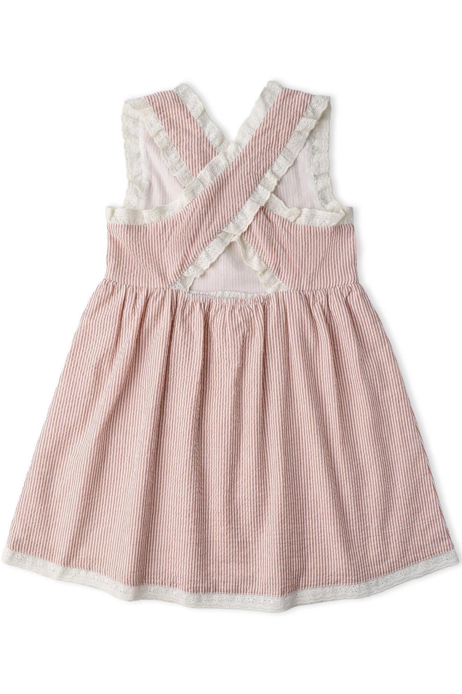 Organic Cross Back Dress - Coral Stripes