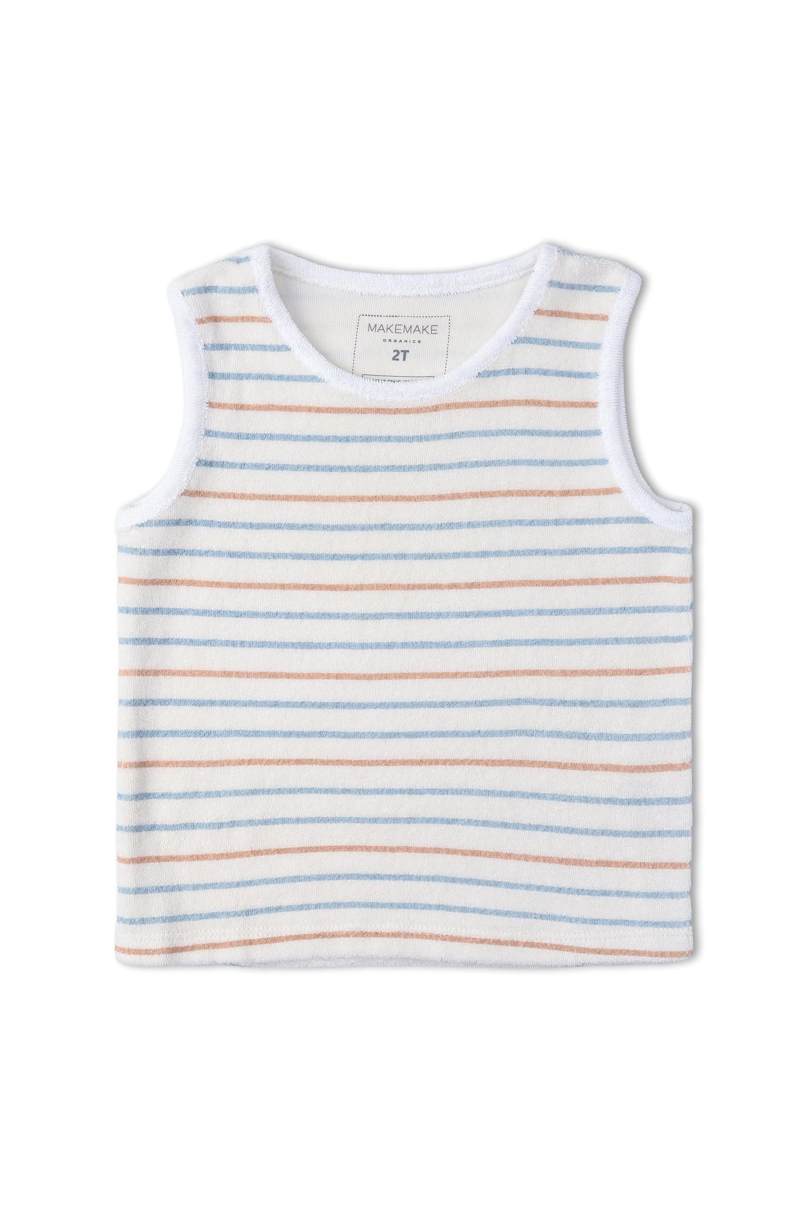 Organic Sleeveless Tee & Shorts Set - Cabana Stripes