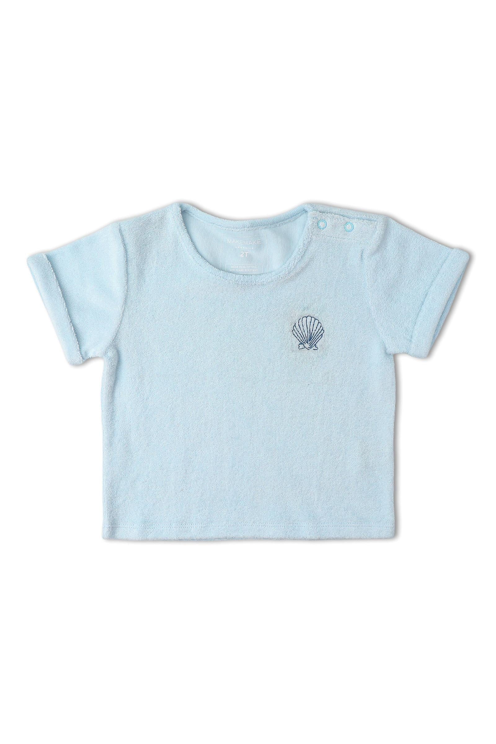 Organic Terry Tee & Shorts Set - Light Blue