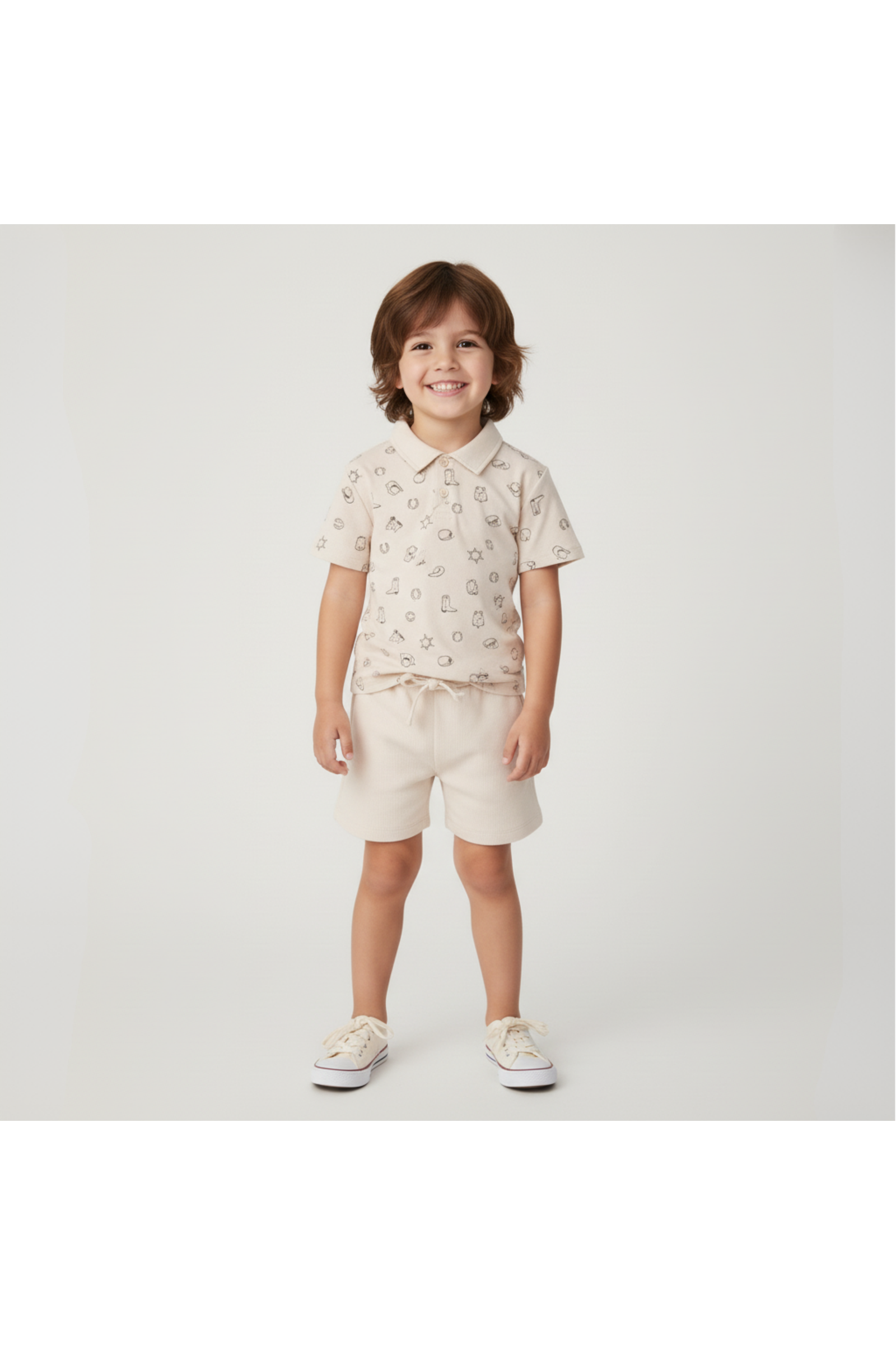 Organic Collar Tee & Shorts Set - Rodeo
