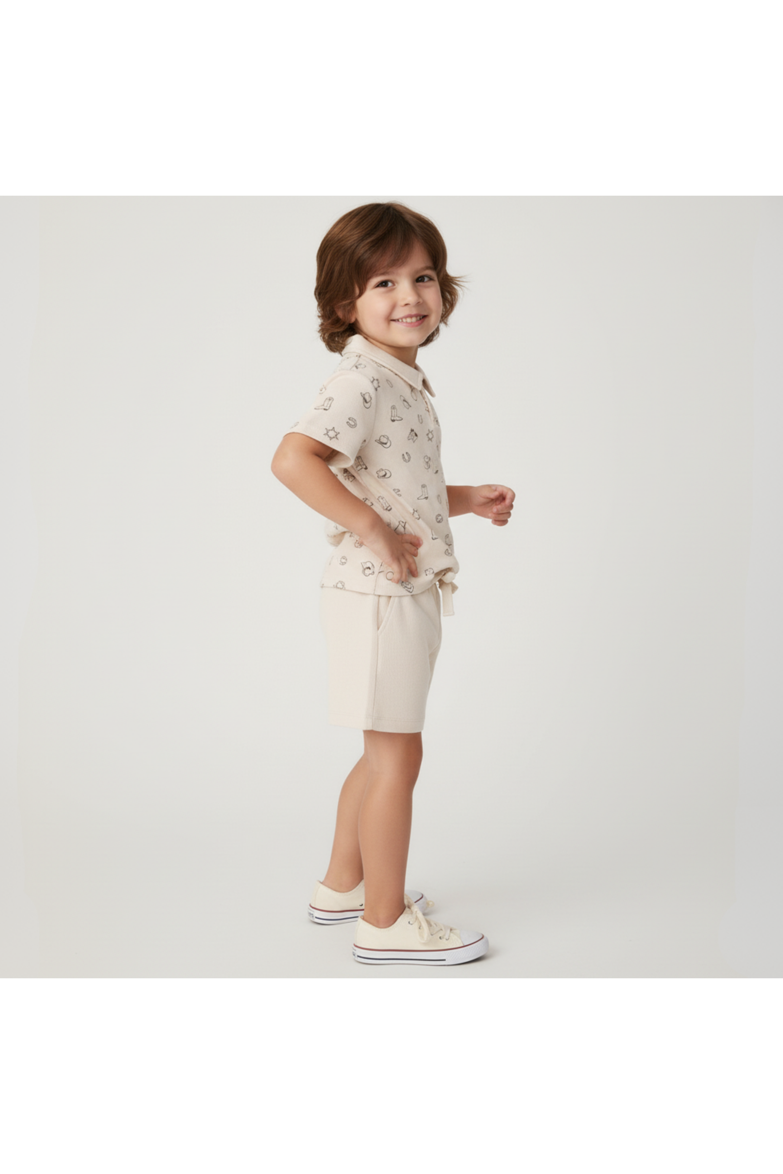 Organic Collar Tee & Shorts Set - Rodeo