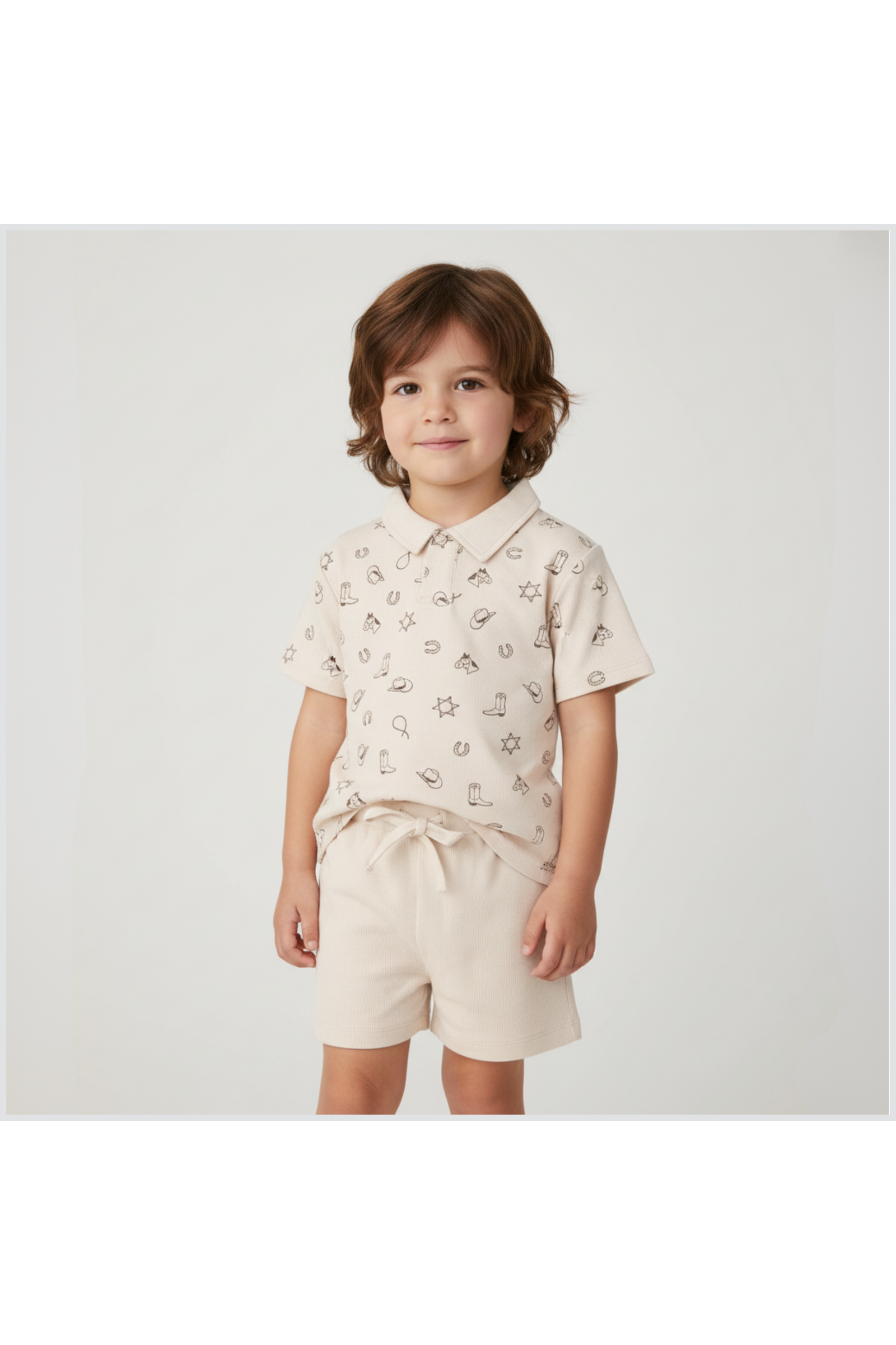 Organic Collar Tee & Shorts Set - Rodeo