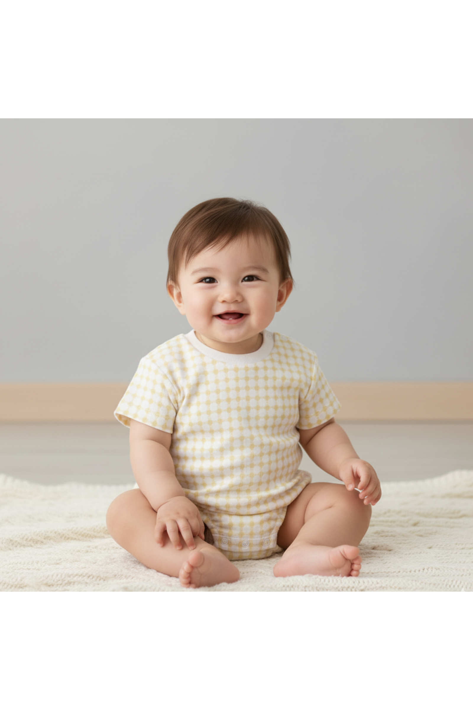 Organic Short Sleeve Bubble Romper - Dotty Gingham