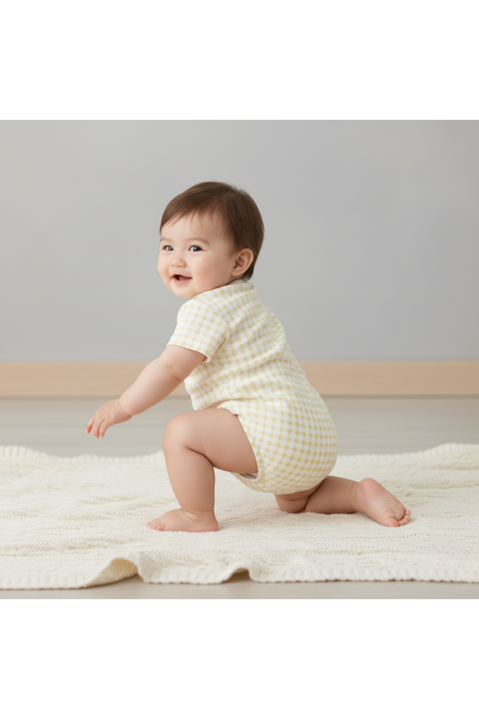Organic Short Sleeve Bubble Romper - Dotty Gingham