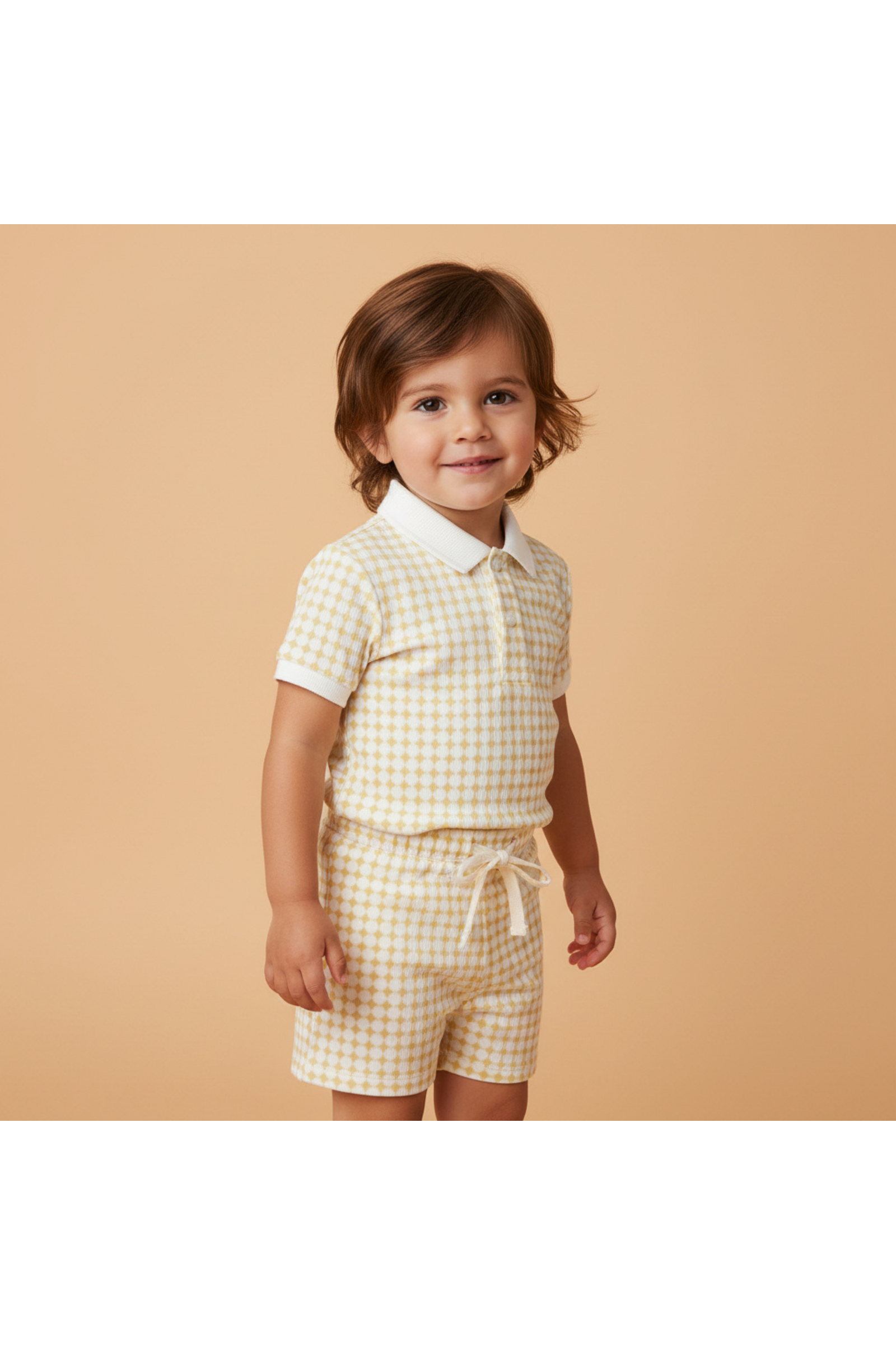 Organic Collar Tee & Shorts Set - Dotty Gingham