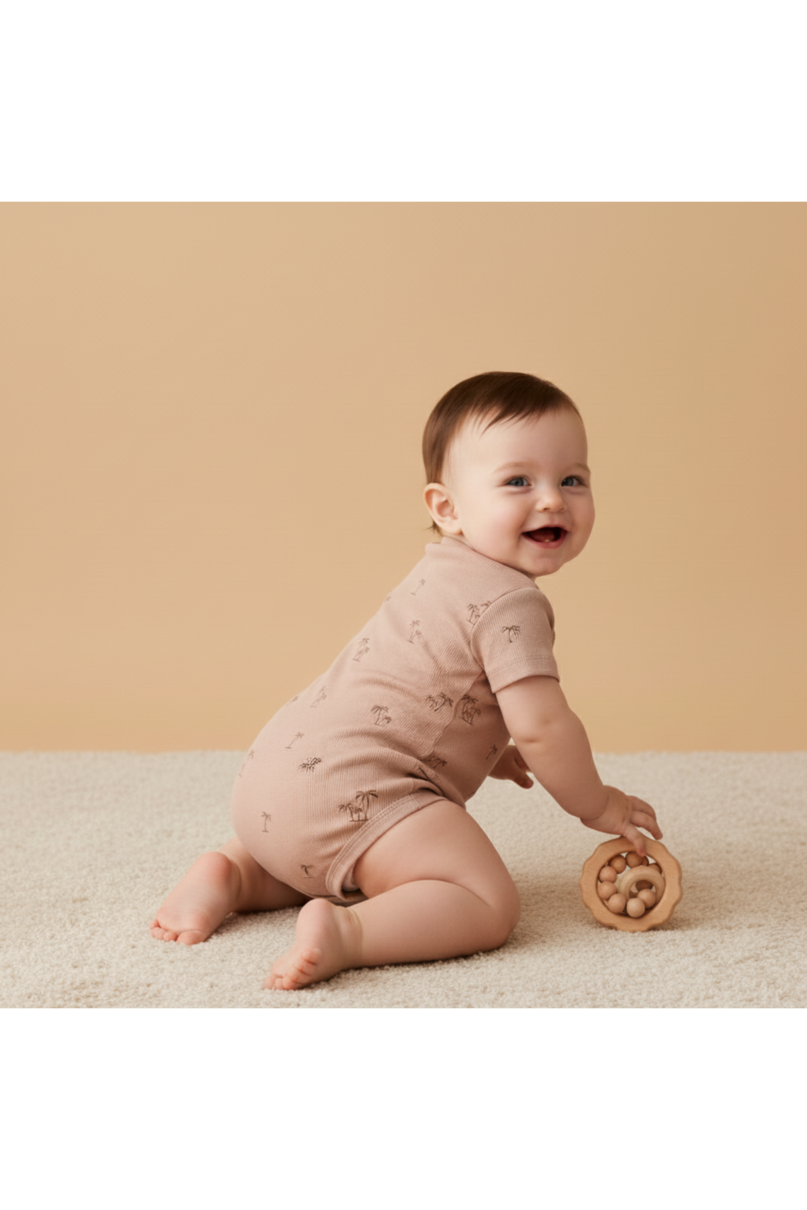 Organic Short Sleeve Bubble Romper - Island Palm