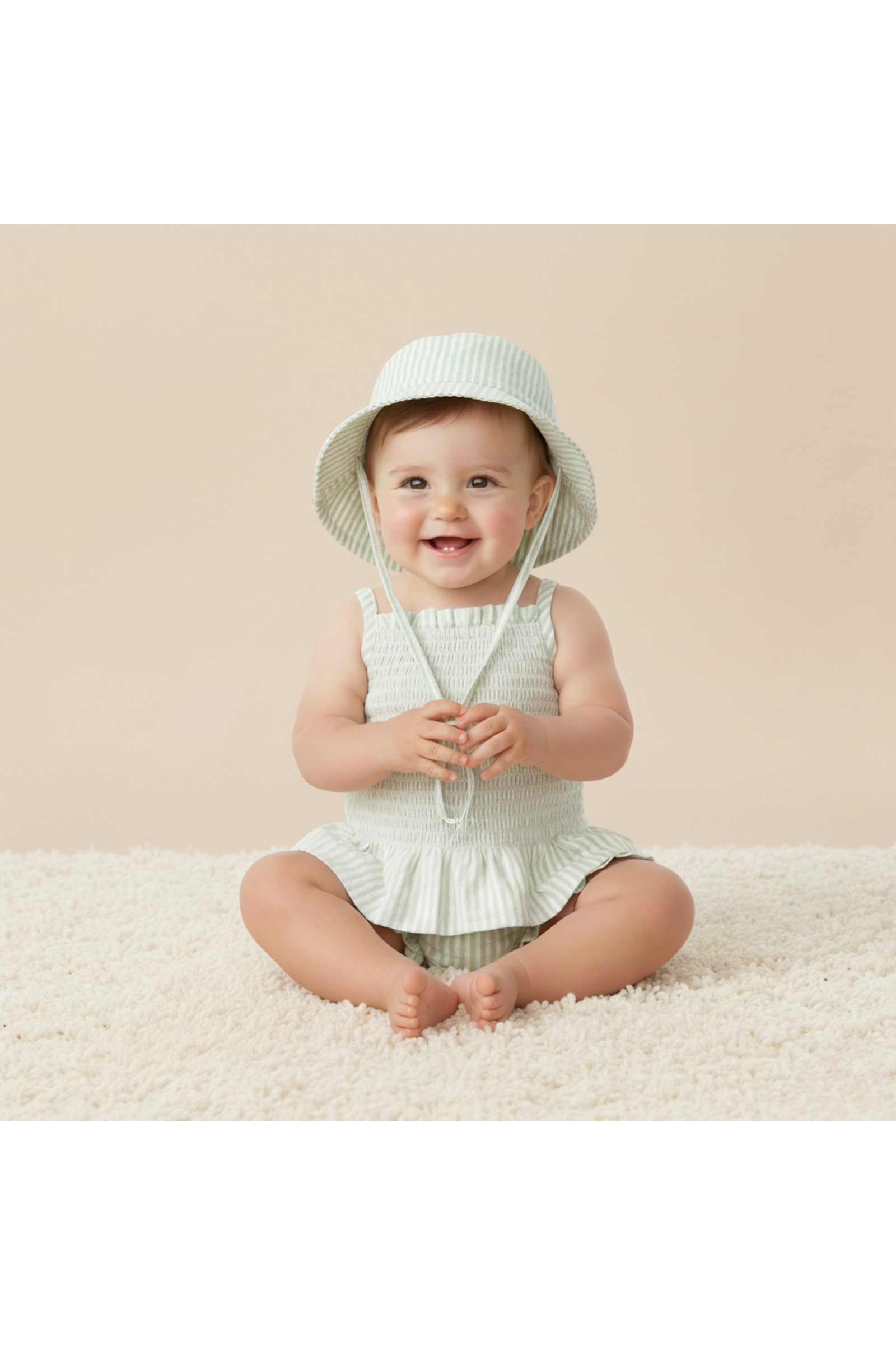 Organic Bucket Sun Hat - Basil Stripes