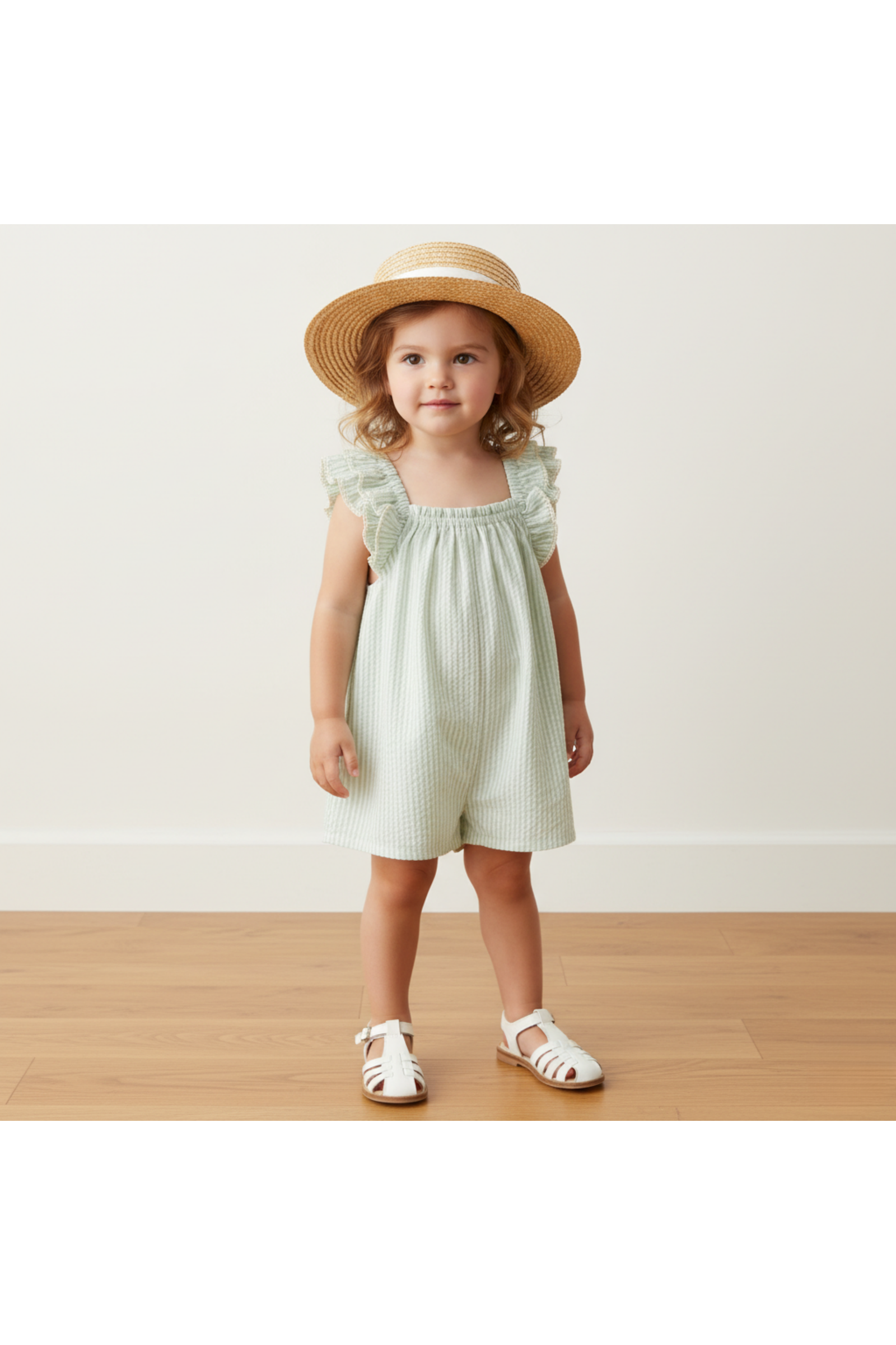 Organic Flutter Jumpsuit - Basil Stripes