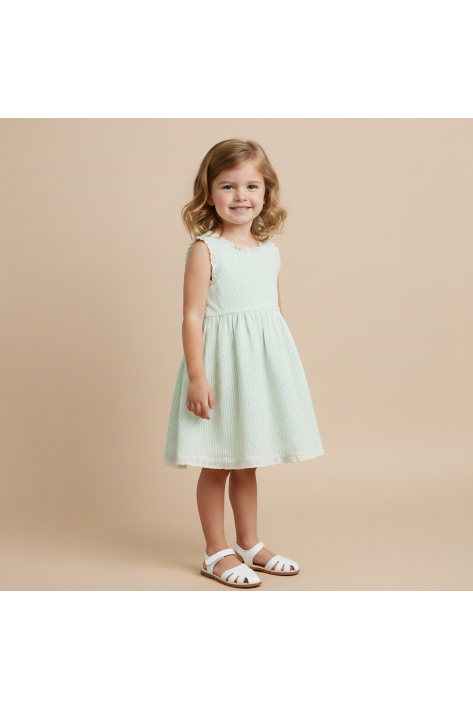 Organic Cross Back Dress - Basil Stripes