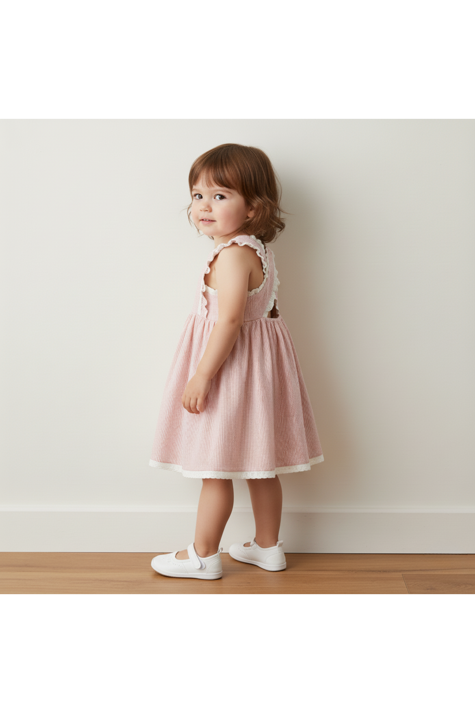 Organic Cross Back Dress - Coral Stripes