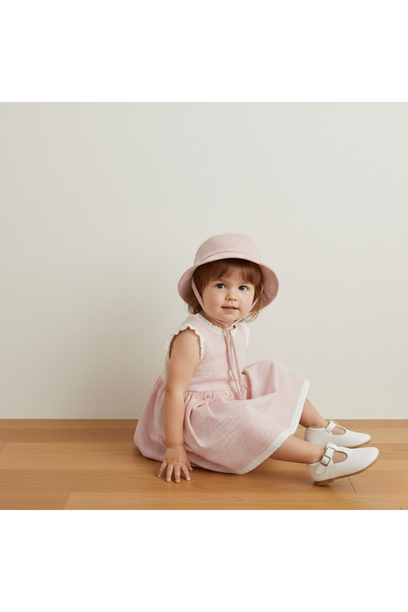 Organic Bucket Sun Hat - Coral Stripes