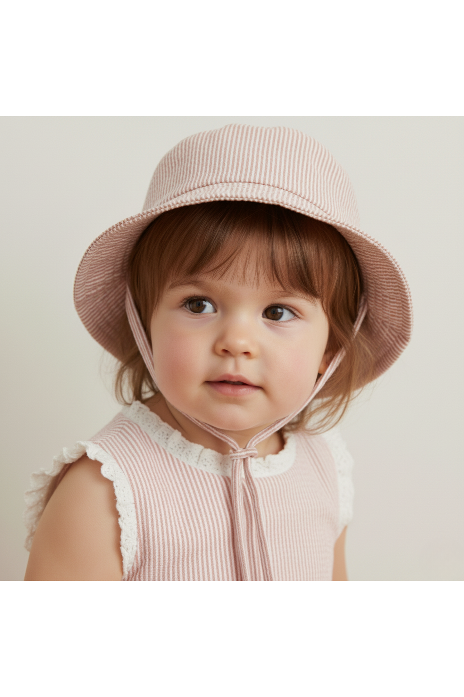 Organic Bucket Sun Hat - Coral Stripes