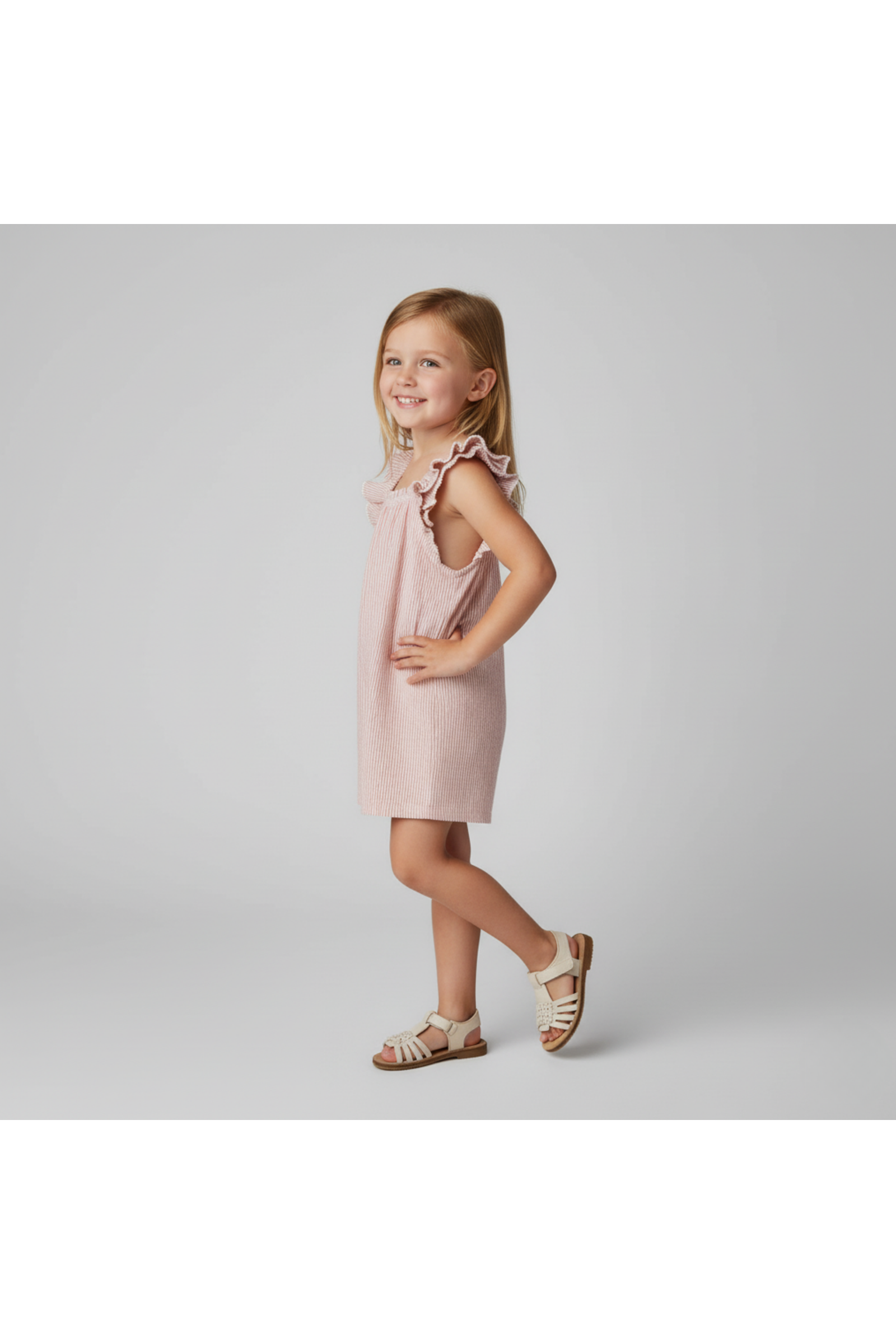 Organic Flutter Jumpsuit - Coral Stripes