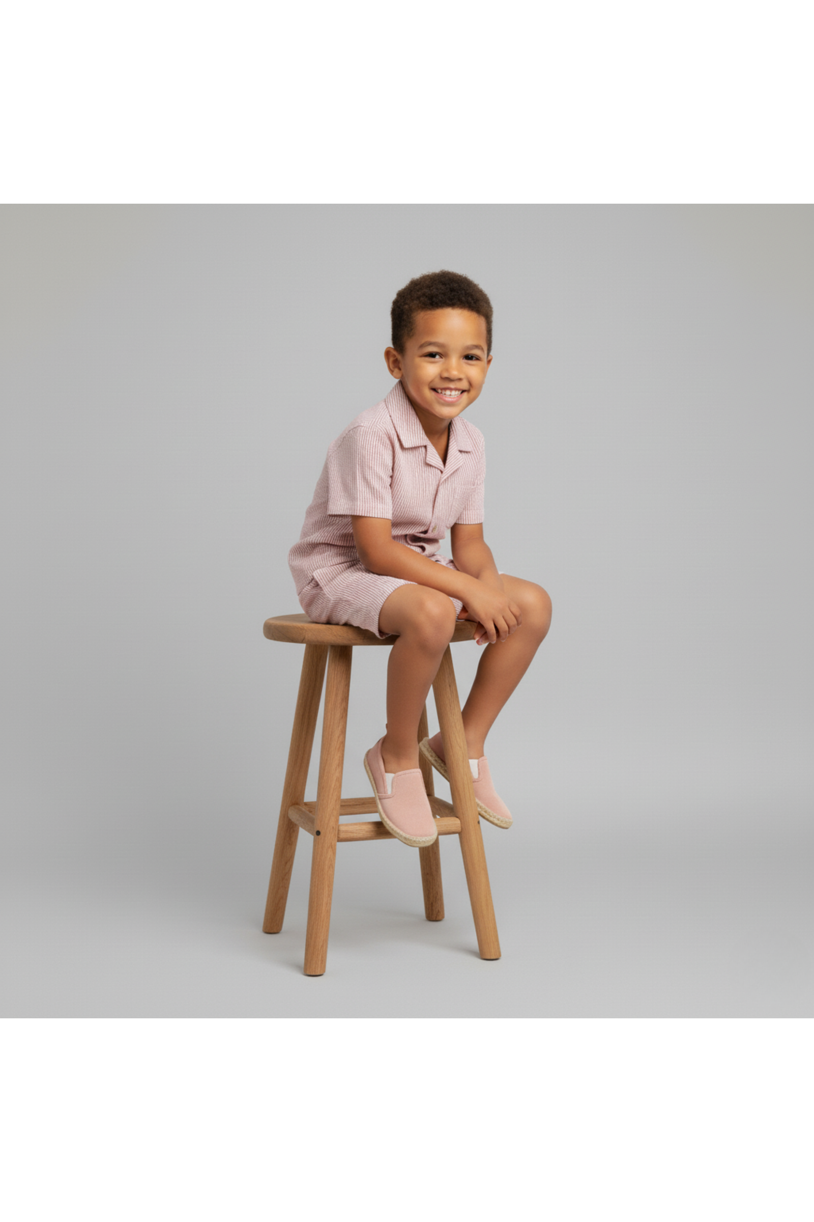 Organic Shirt & Shorts Set - Coral Stripes
