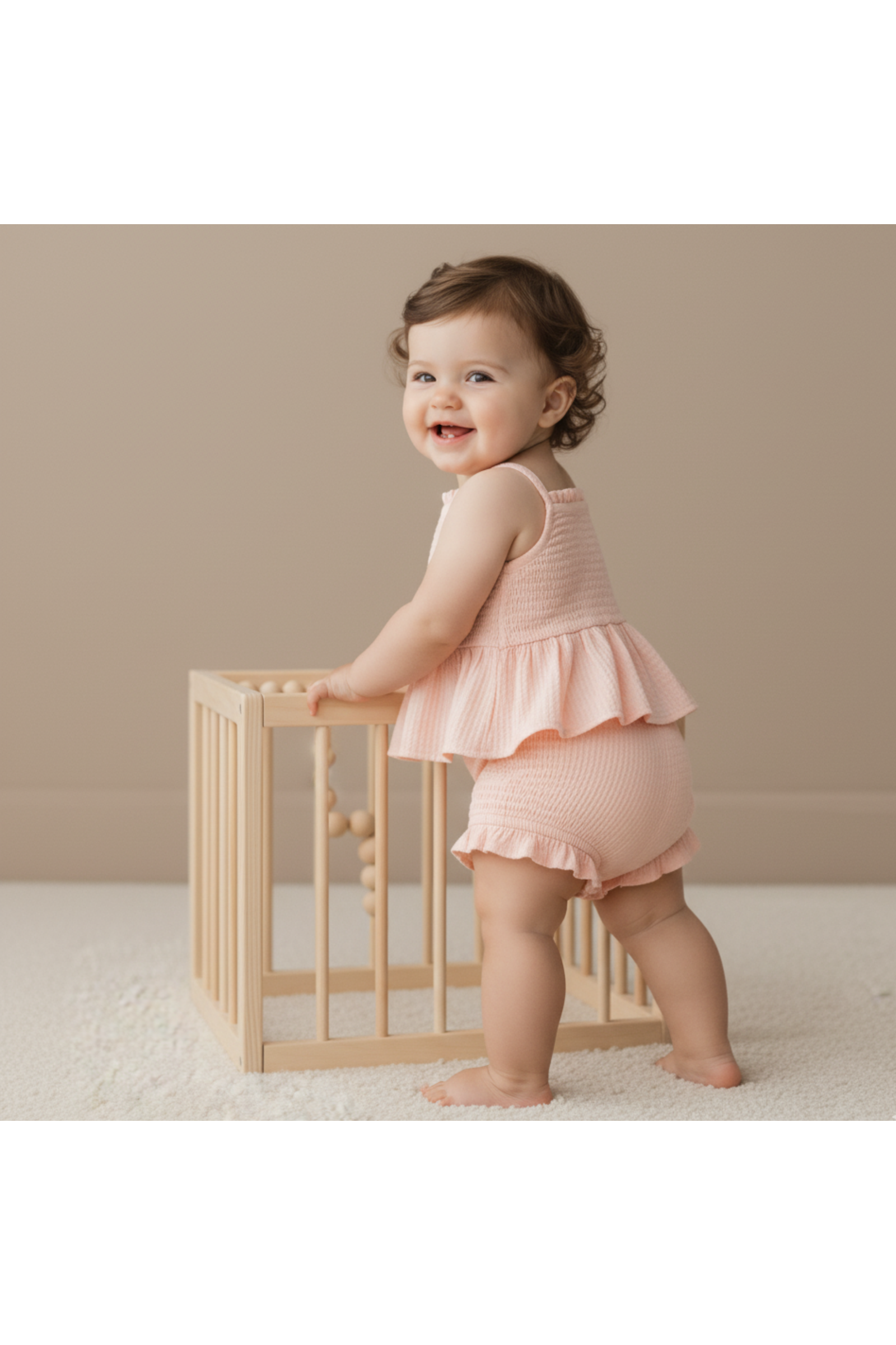 Organic Smocked Top And Bloomer Set - Blush